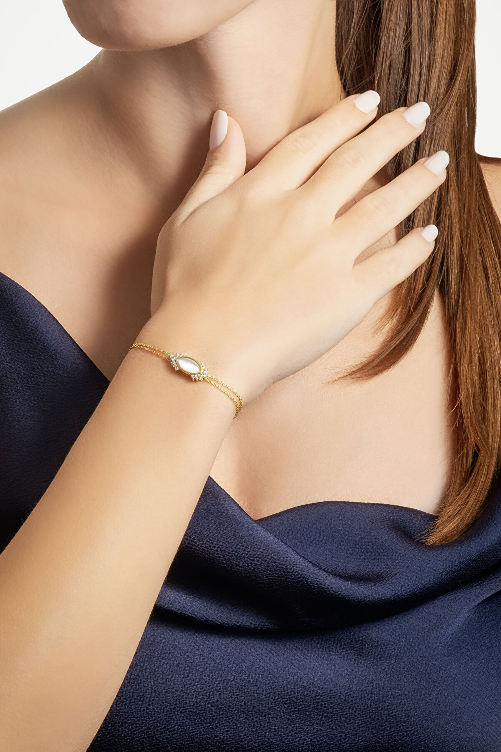 Ra Gözü 18 Ayar Sarı Altın Kaplama 19 Cm Gümüş Bileklik - 2