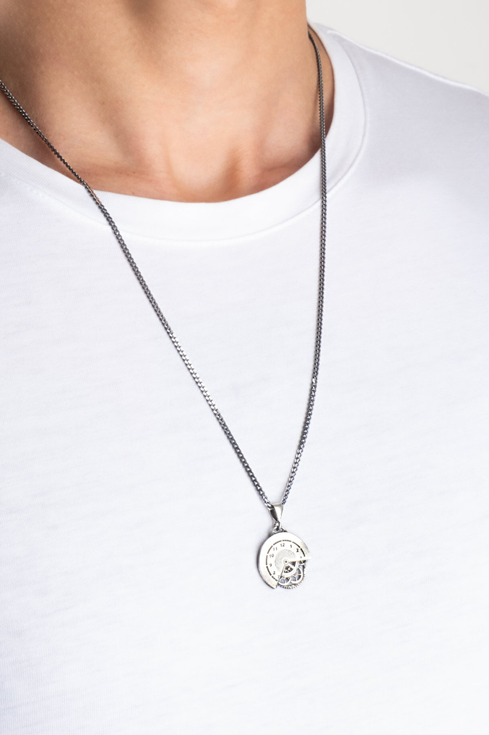 Düşler Saati 63 Cm Gümüş Erkek Kolye - 3