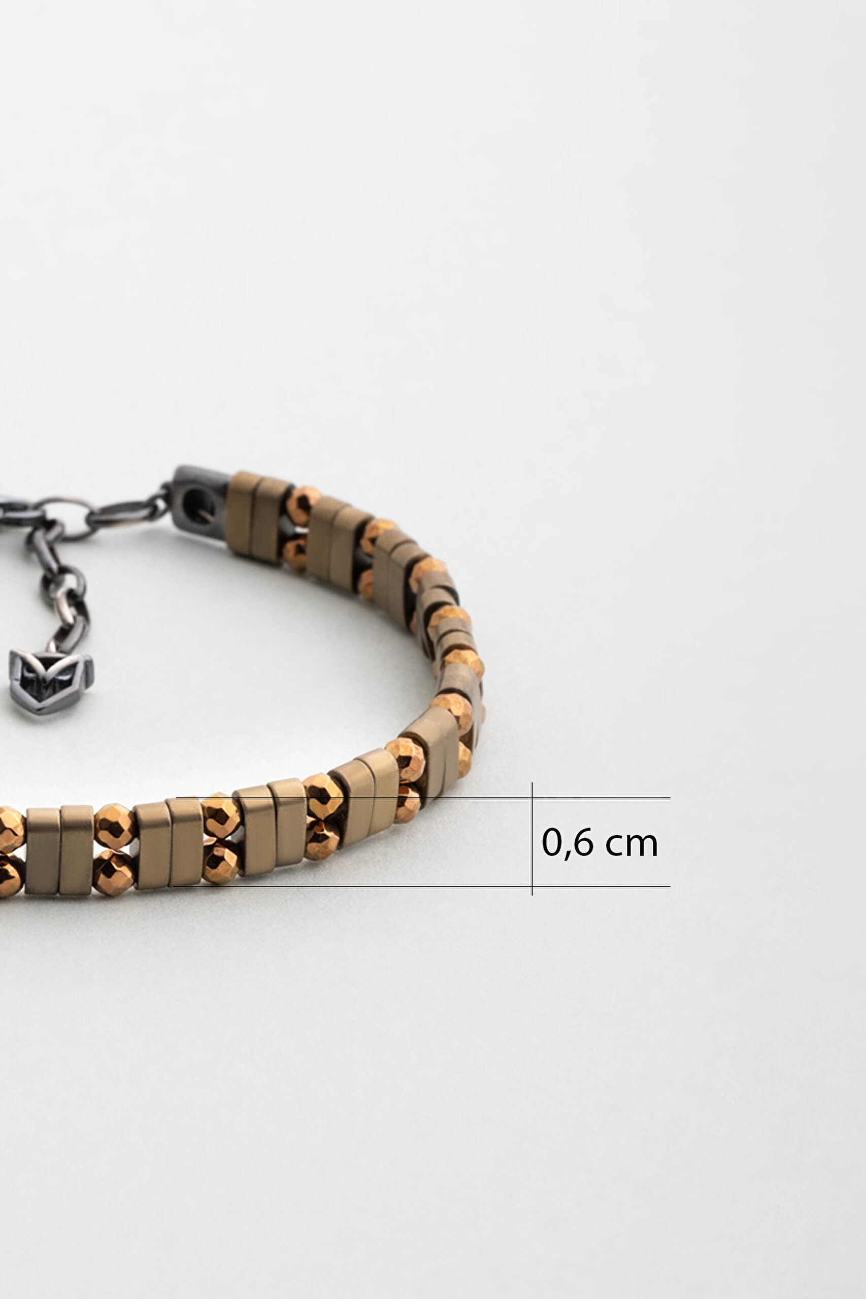 ⁠ Hematit Taşlı Oksitli 20 Cm Gümüş Erkek Bileklik_2}