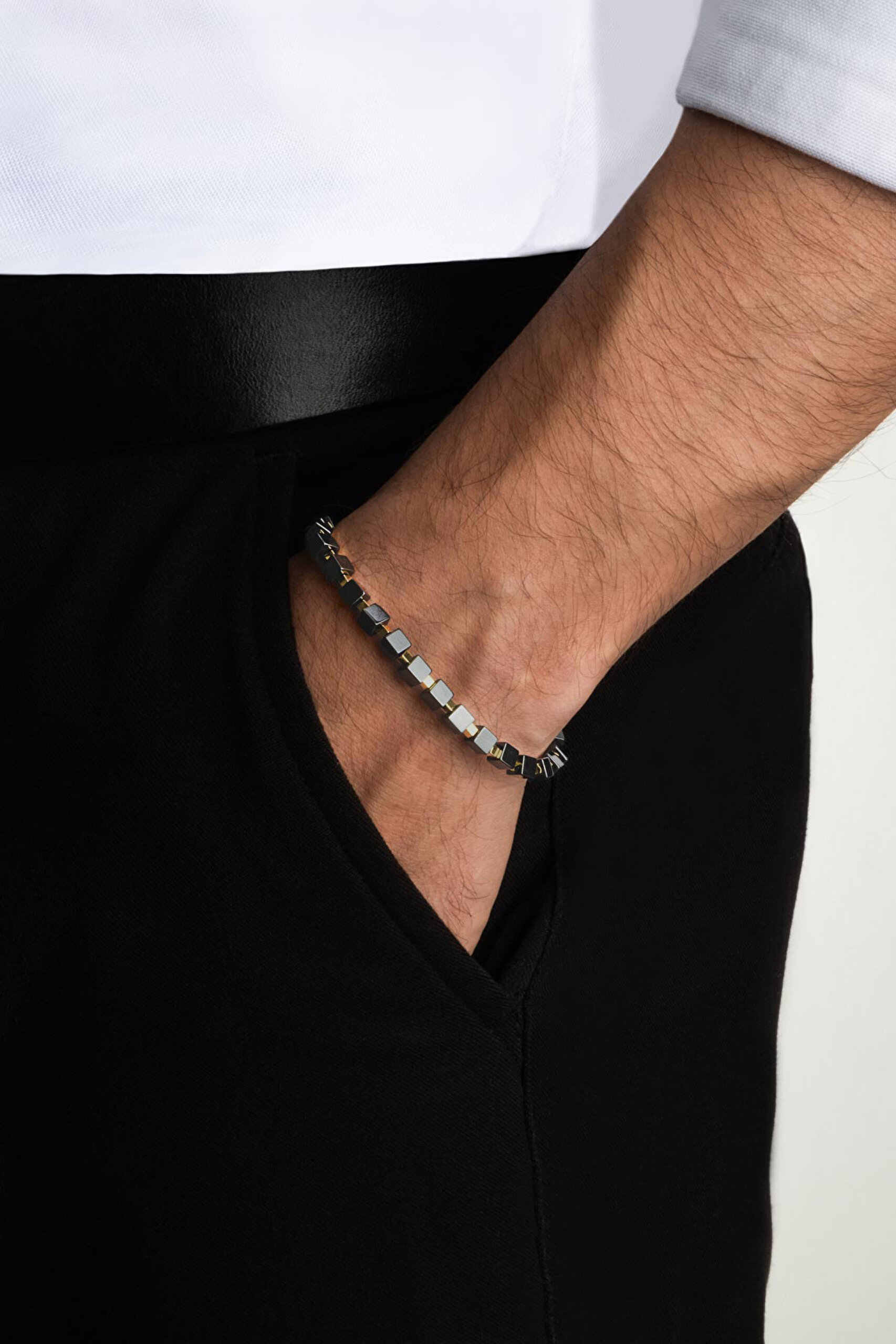 ⁠ Hematit Taşlı Oksitli 21 Cm Gümüş Erkek Bileklik_3}