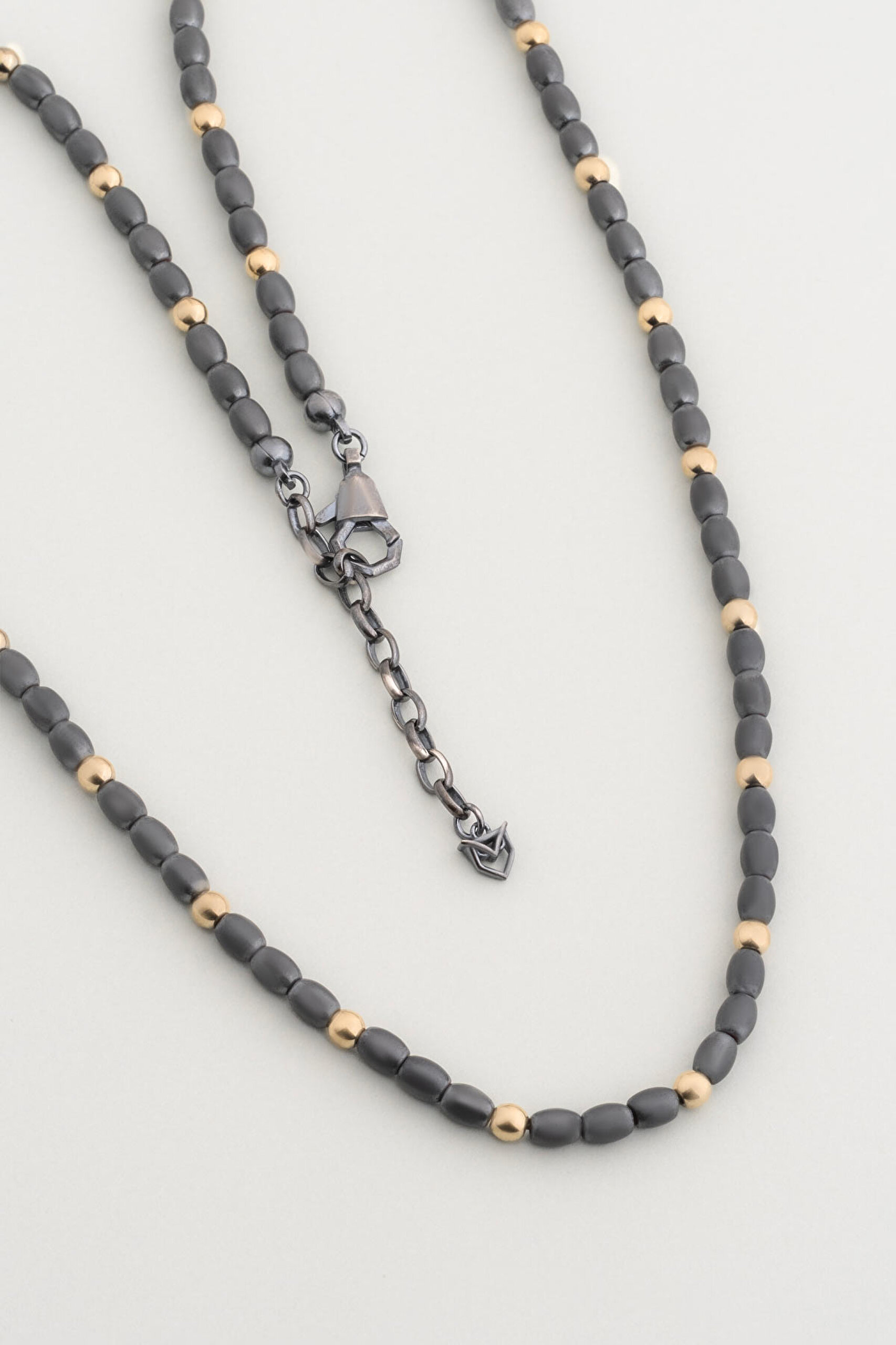 ⁠ Hematit Taşlı 65 Cm Oksitli Gümüş Erkek Kolye_0}