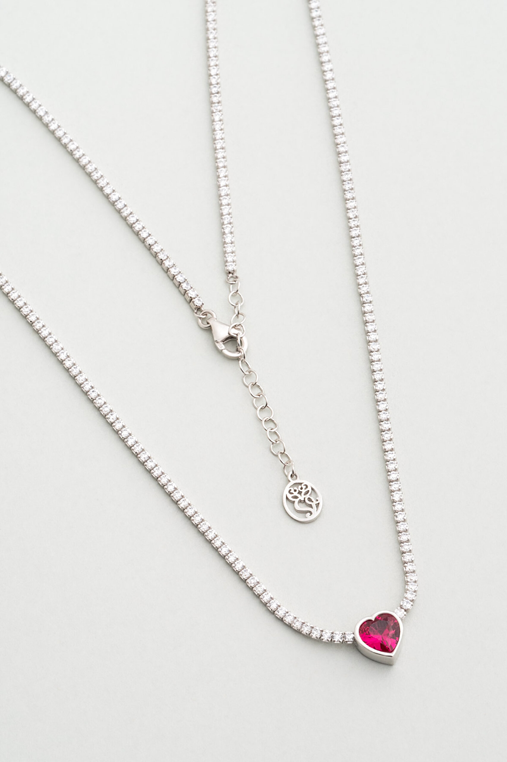 ⁠ Yakut Işıltısı 18 Ayar Beyaz Altın Kaplama 45 Cm Gümüş Su Yolu Kolye_0}