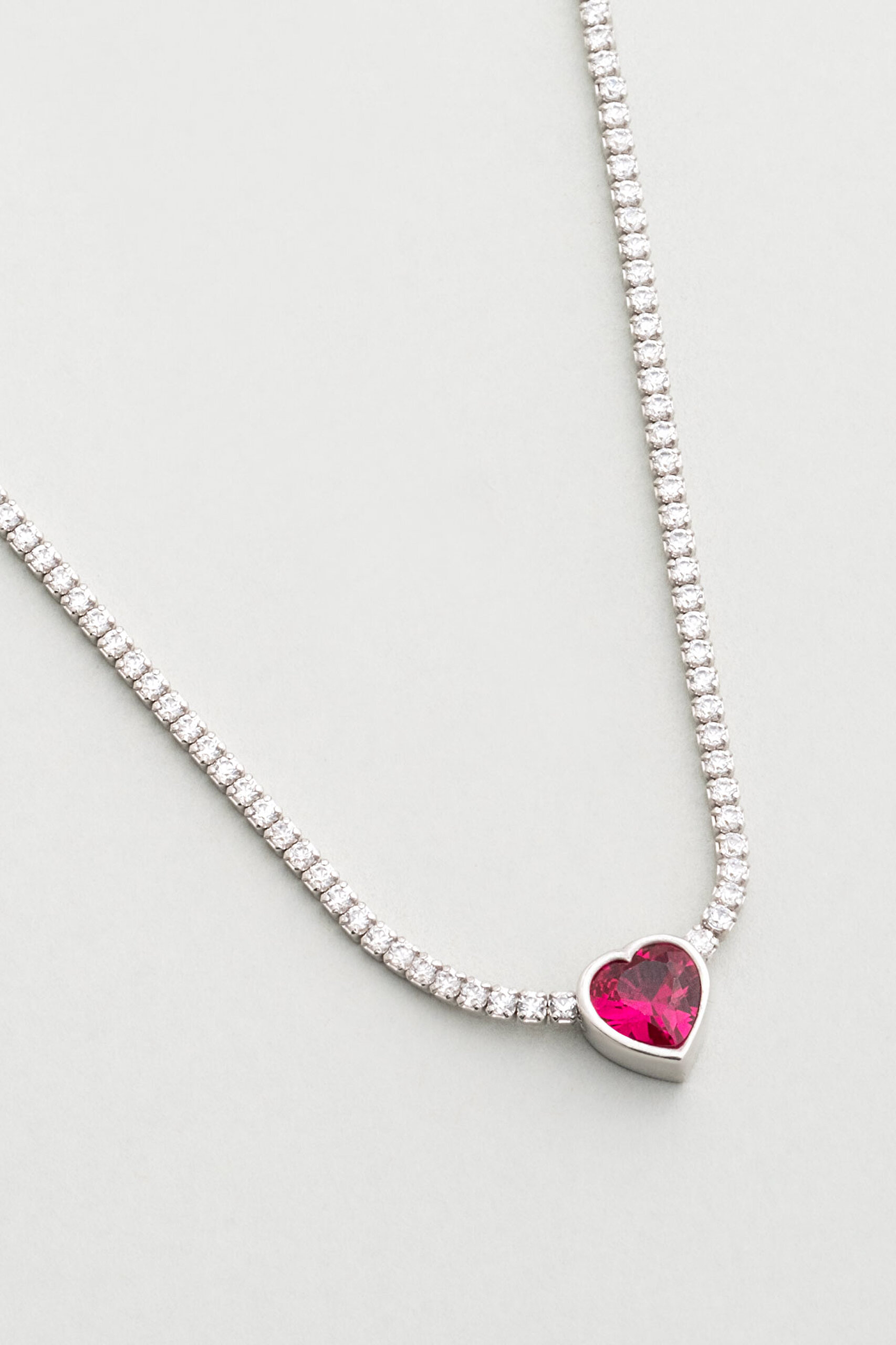 ⁠ Yakut Işıltısı 18 Ayar Beyaz Altın Kaplama 45 Cm Gümüş Su Yolu Kolye_4}