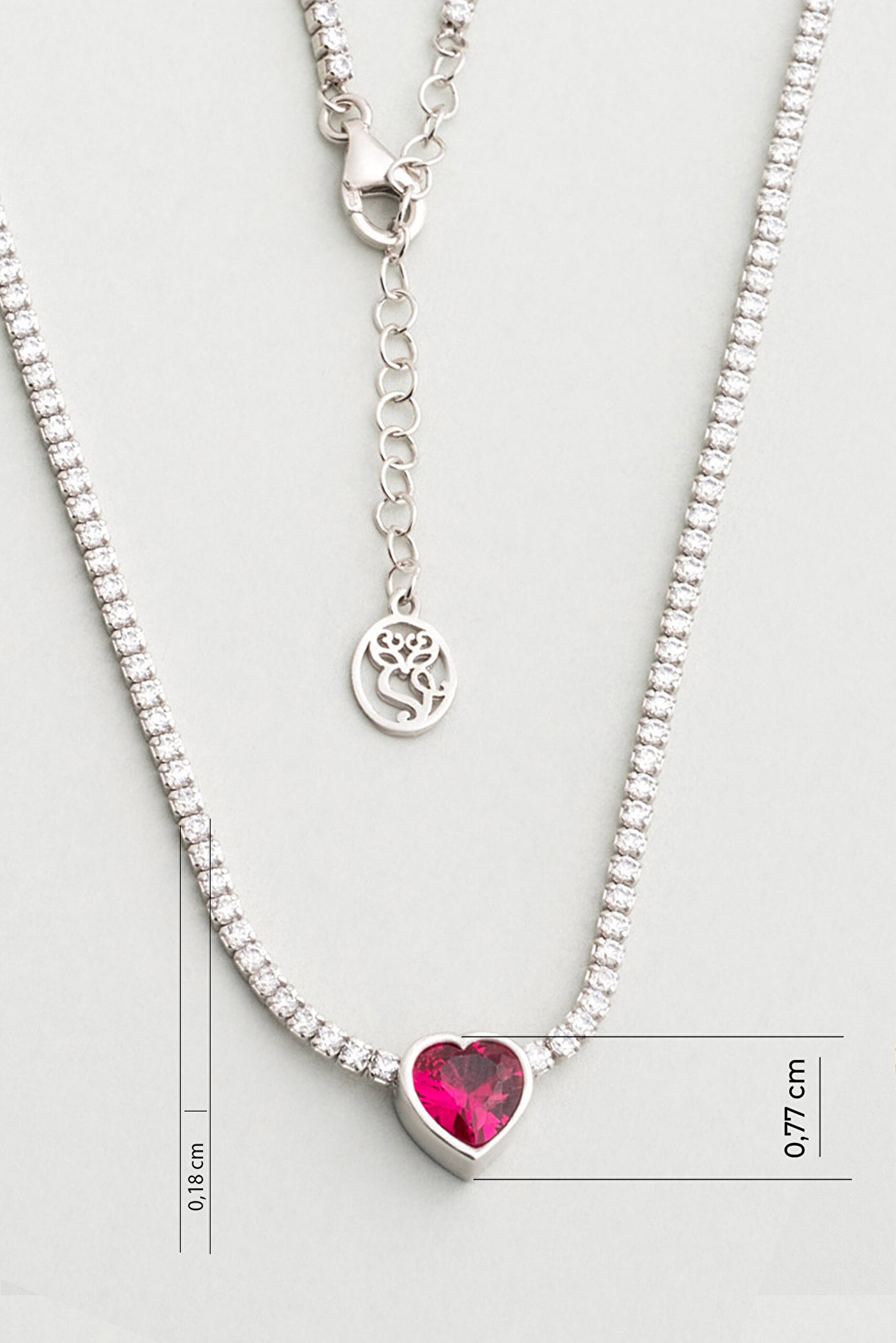 ⁠ Yakut Işıltısı 18 Ayar Beyaz Altın Kaplama 45 Cm Gümüş Su Yolu Kolye_2}