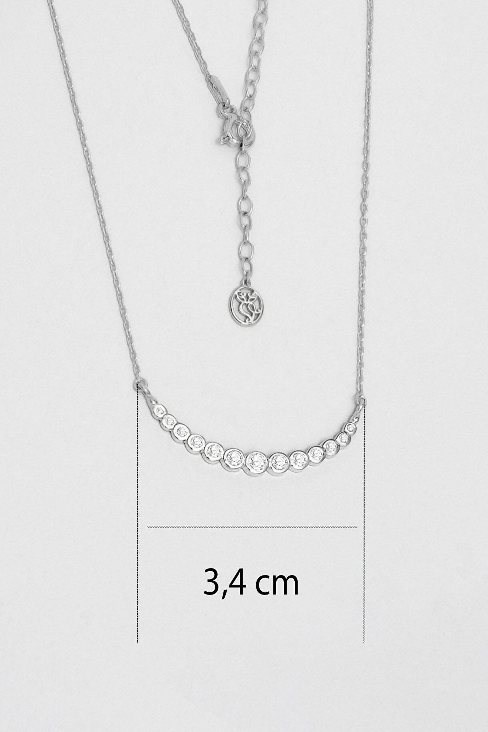 ⁠ Ay Işıltısı 18 Ayar Beyaz Altın Kaplama 47 Cm Gümüş Kolye_2}