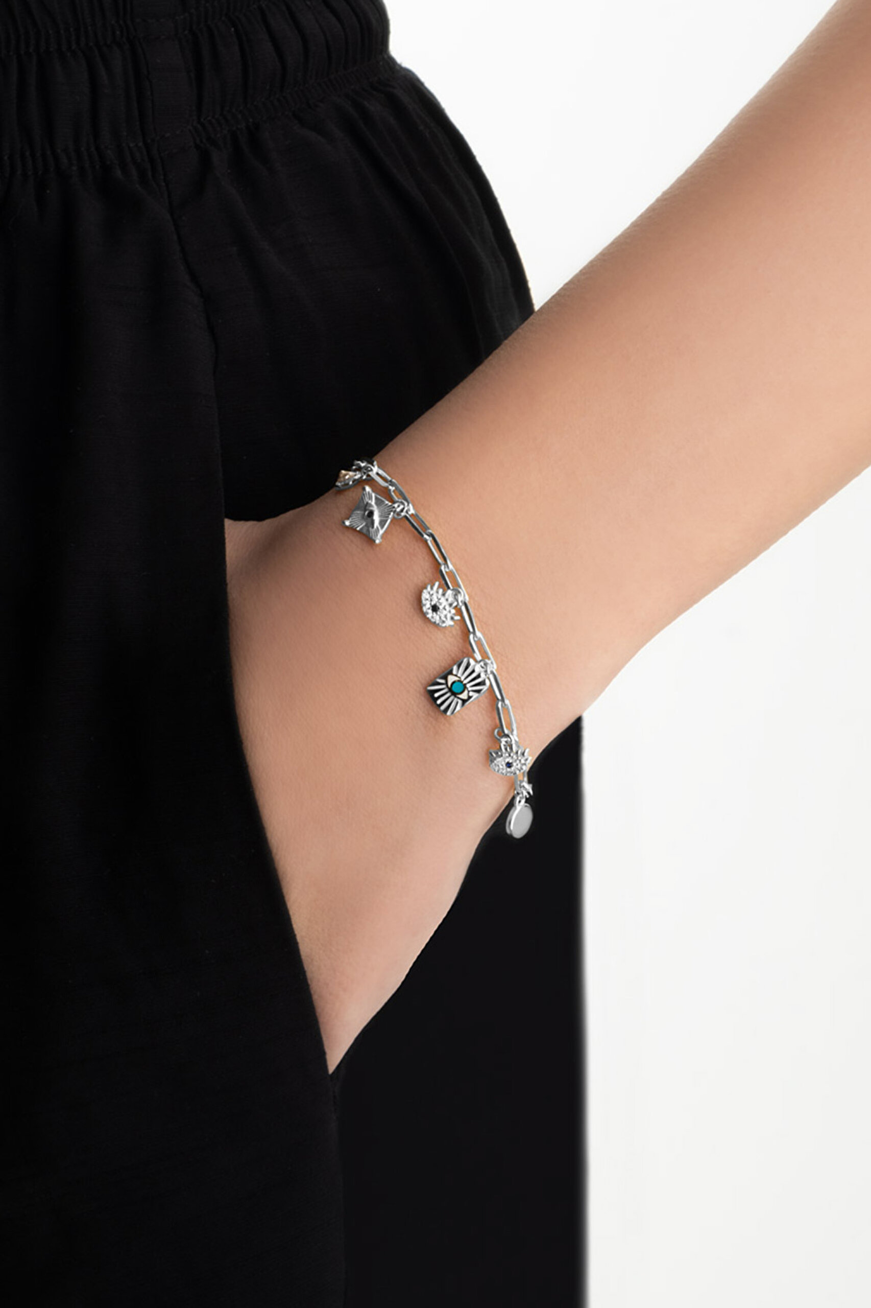 ⁠ Bereket Işıltısı 18 Ayar Beyaz Altın Kaplama 20 Cm Gümüş Bileklik_1}