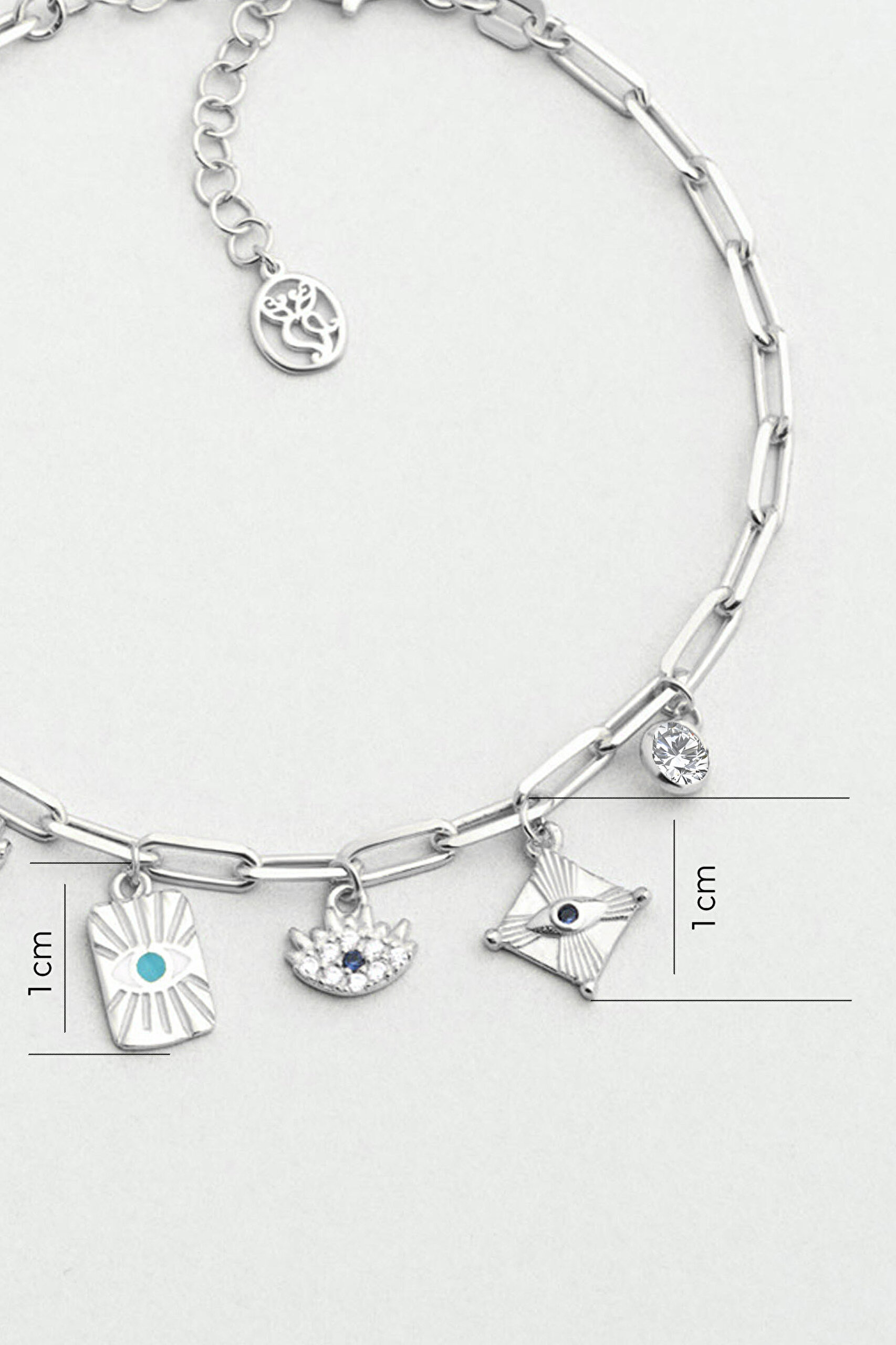 ⁠ Bereket Işıltısı 18 Ayar Beyaz Altın Kaplama 20 Cm Gümüş Bileklik_2}