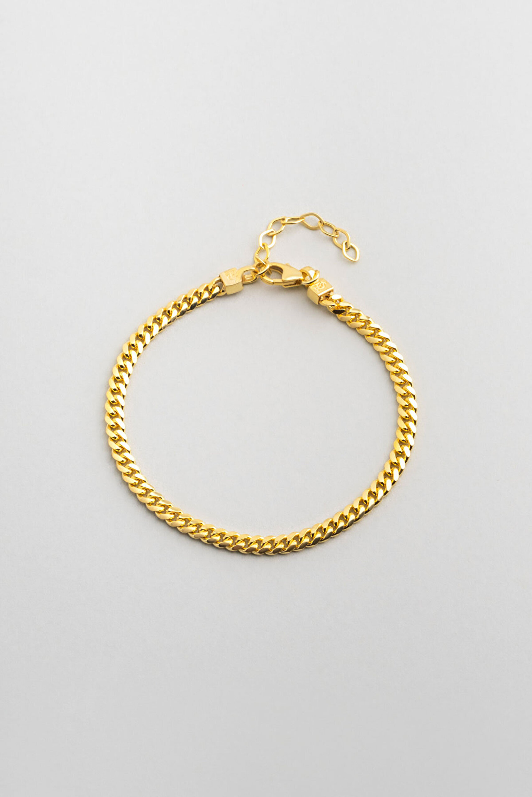 Klasik 18 Ayar Sarı Altın Kaplama 19 Cm Gümüş Gurmet 3 Mm Zincir Bileklik - 0