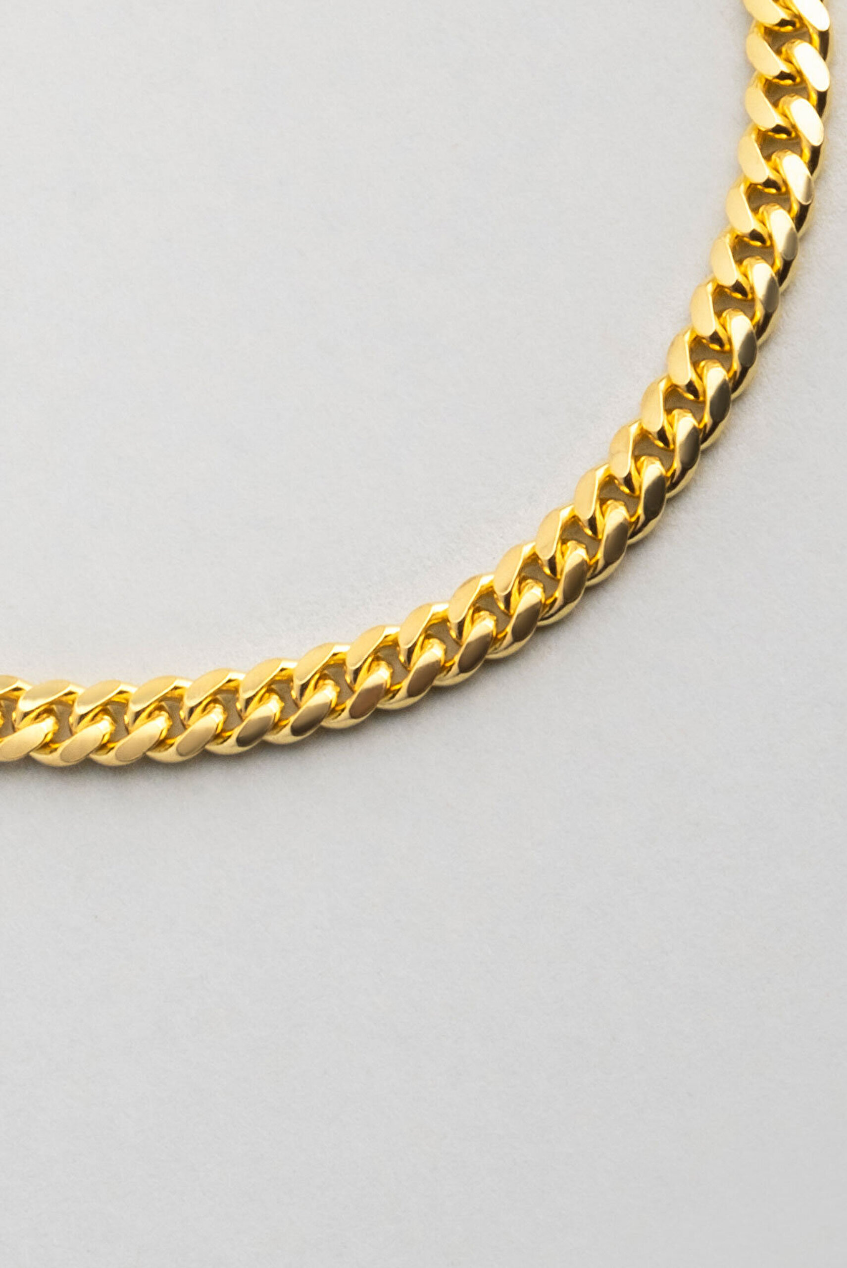 Klasik 18 Ayar Sarı Altın Kaplama 19 Cm Gümüş Gurmet 3 Mm Zincir Bileklik - 1