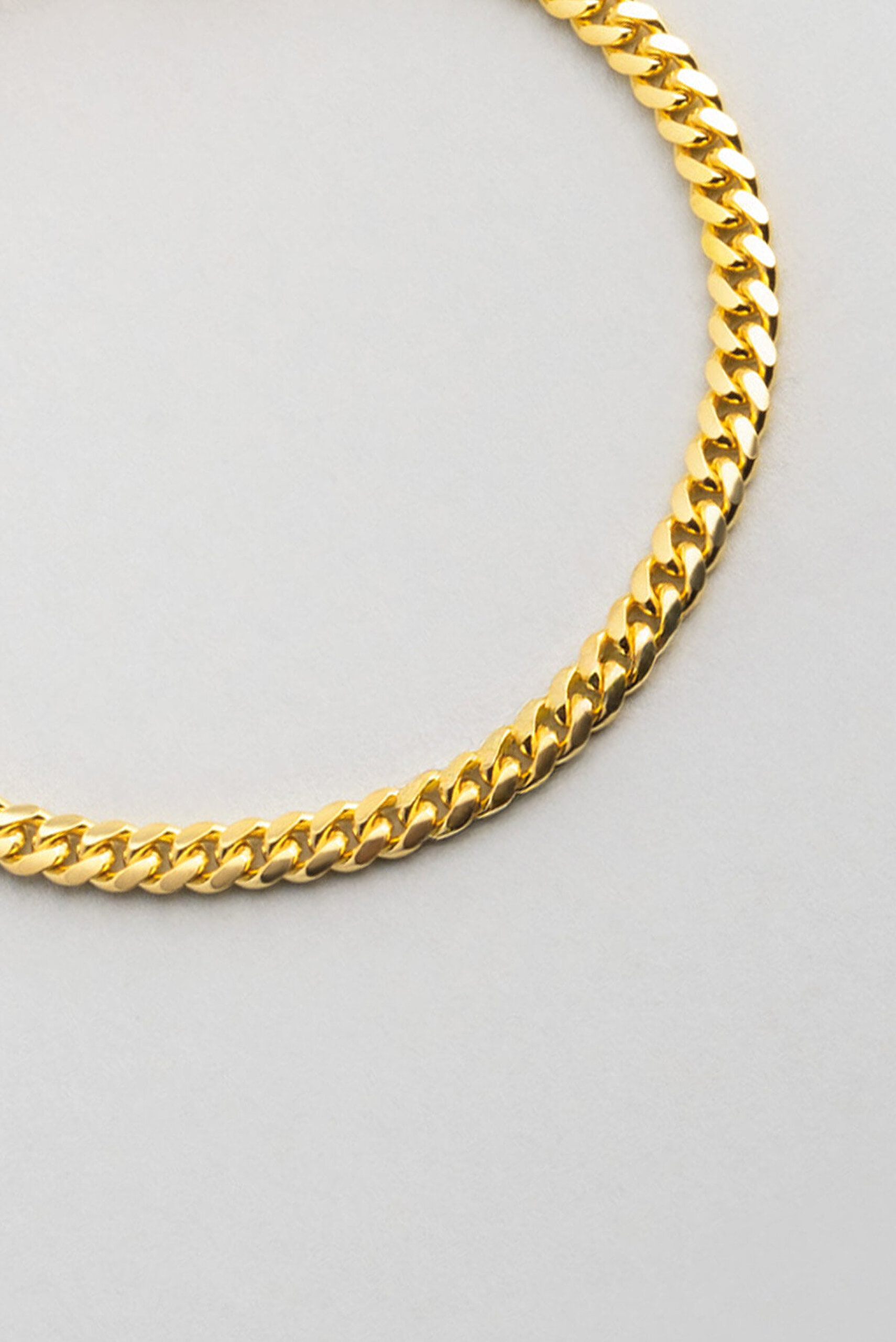 Klasik 18 Ayar Sarı Altın Kaplama 19 Cm Gümüş Gurmet 4 Mm Zincir Bileklik - 4