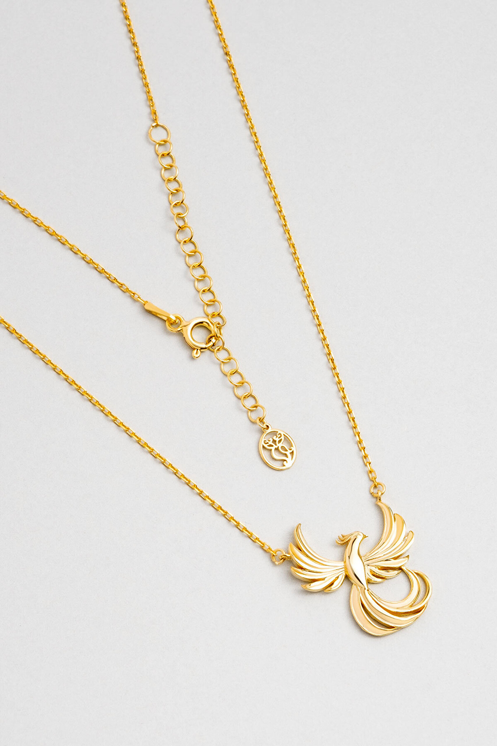 Anka Kuşu 18 Ayar Sarı Altın Kaplama 46 Cm Gümüş Kolye - 0