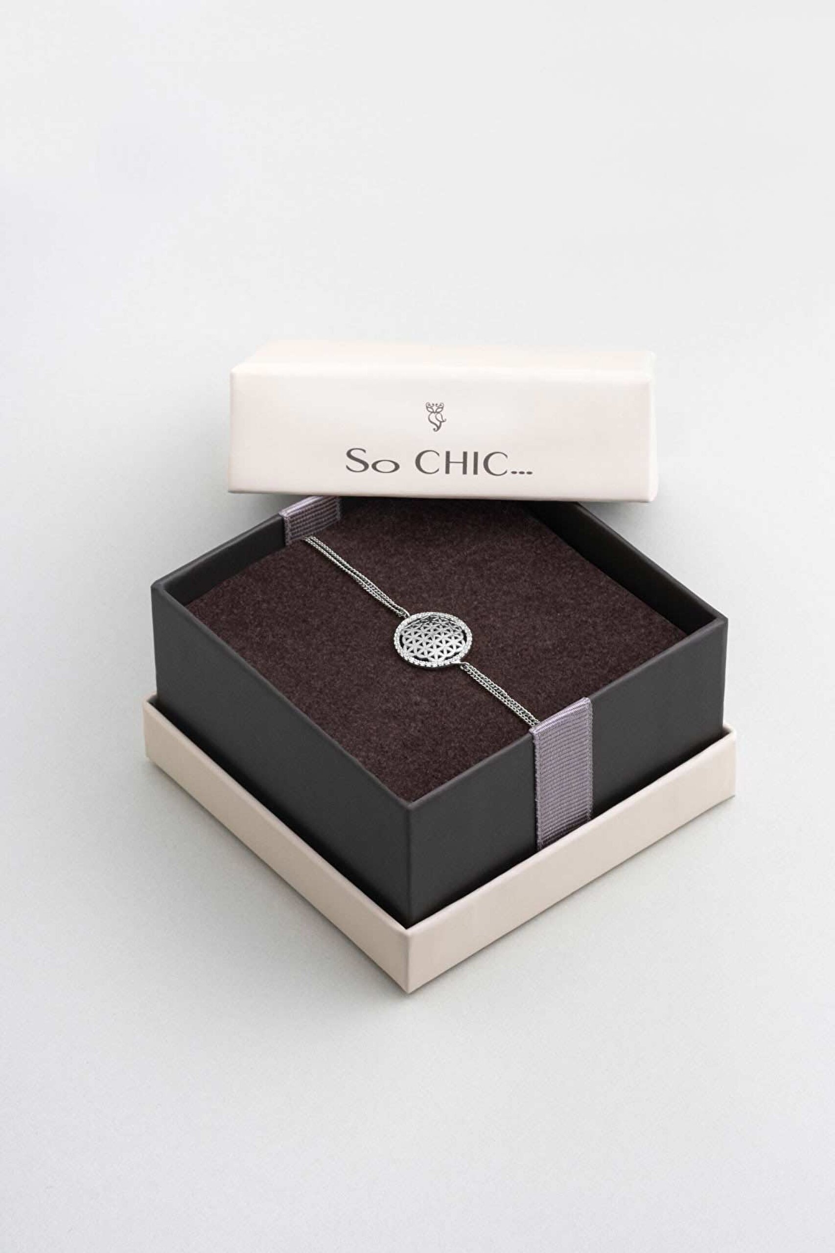 ⁠ Yaşam Çiçeği 18 Ayar Beyaz Altın Kaplama 20 Cm Gümüş Bileklik_5}