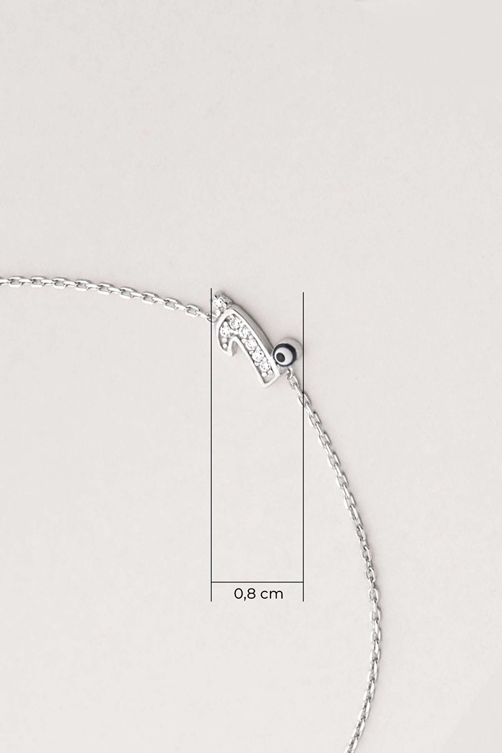 ⁠ İ Harfi 18 Ayar Beyaz Altın Kaplama 19 Cm Gümüş Nazar Bileklik_1}