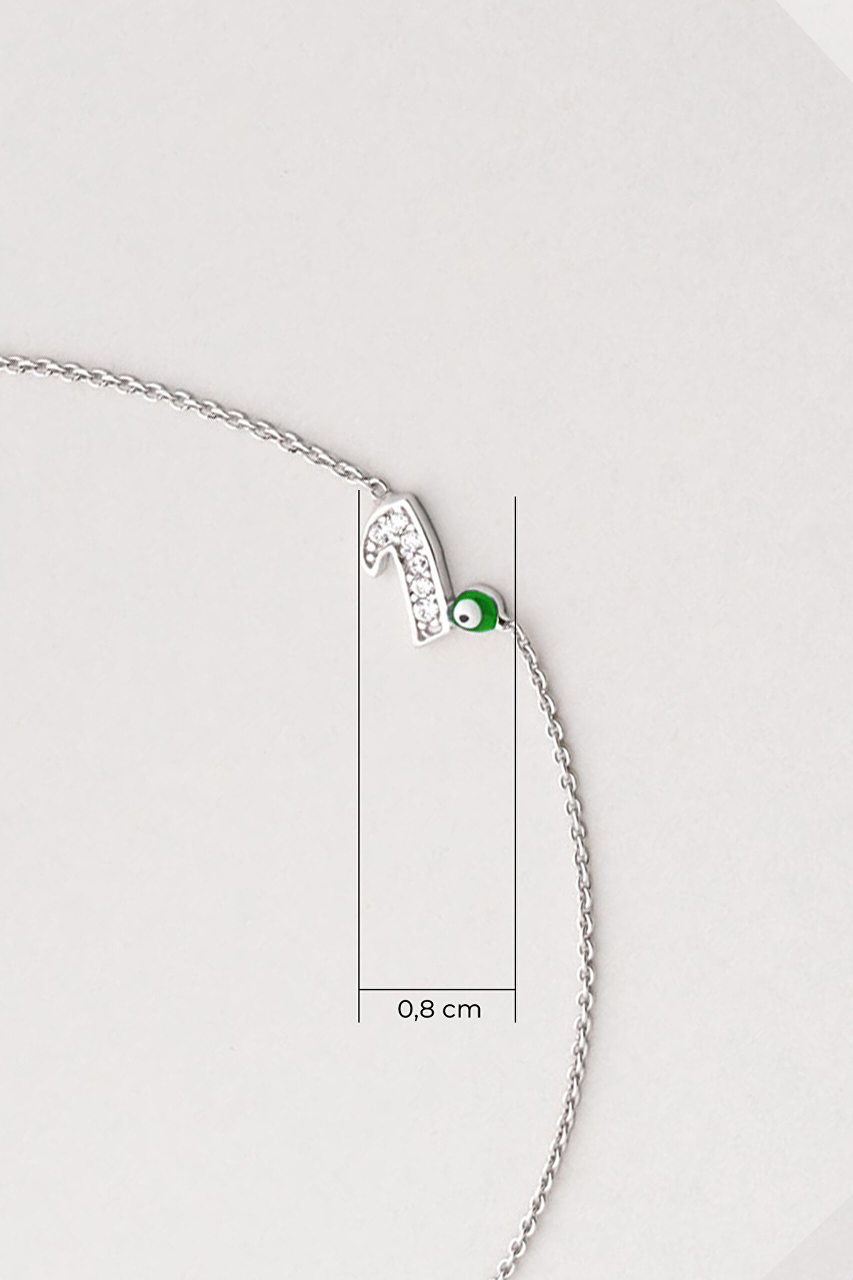 ⁠ I Harfi 18 Ayar Beyaz Altın Kaplama 19 Cm Gümüş Nazar Bileklik_1}