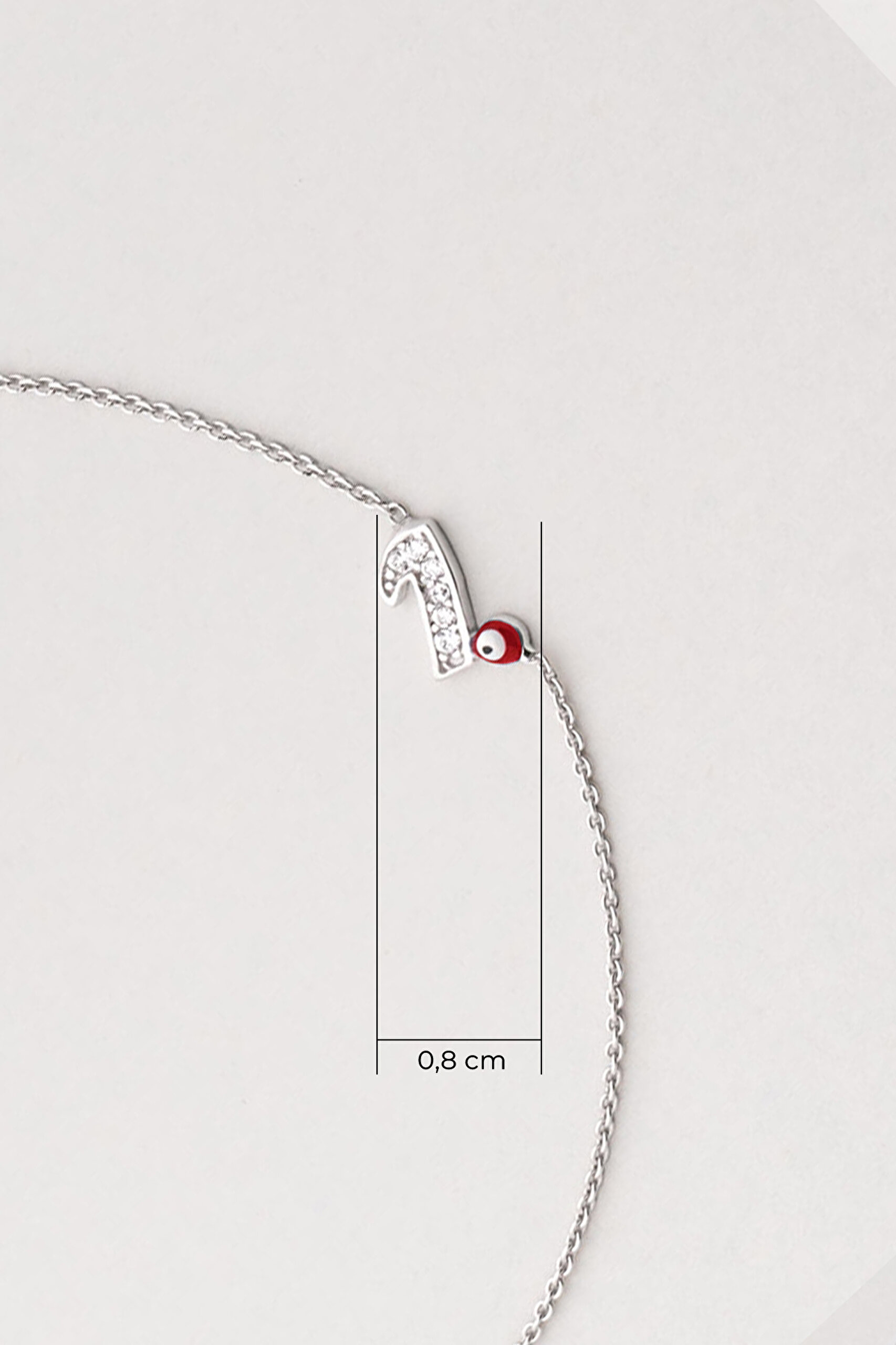 ⁠ I Harfi 18 Ayar Beyaz Altın Kaplama 19 Cm Gümüş Nazar Bileklik_1}
