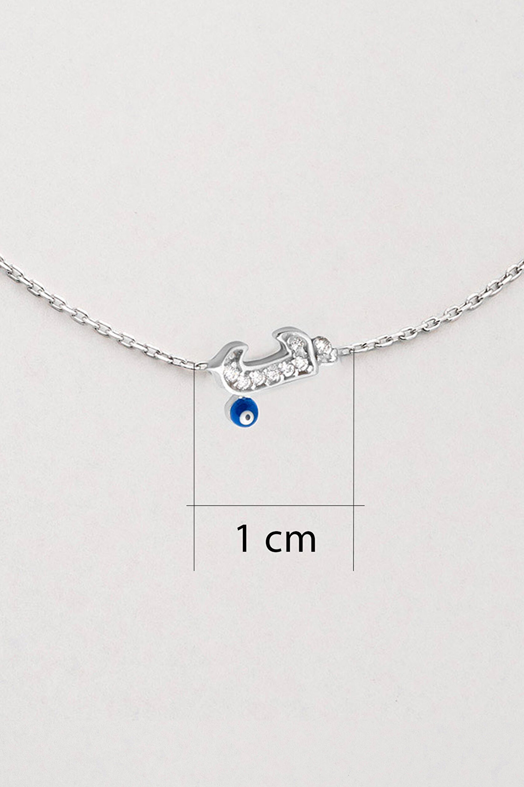⁠ J Harfi 18 Ayar Beyaz Altın Kaplama 19 Cm Gümüş Nazar Bileklik_1}