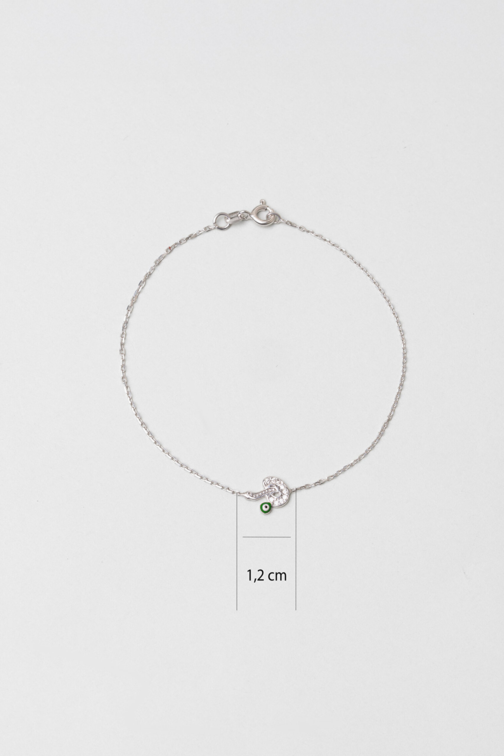 ⁠ P Harfi 18 Ayar Beyaz Altın Kaplama 19 Cm Gümüş Bileklik_1}