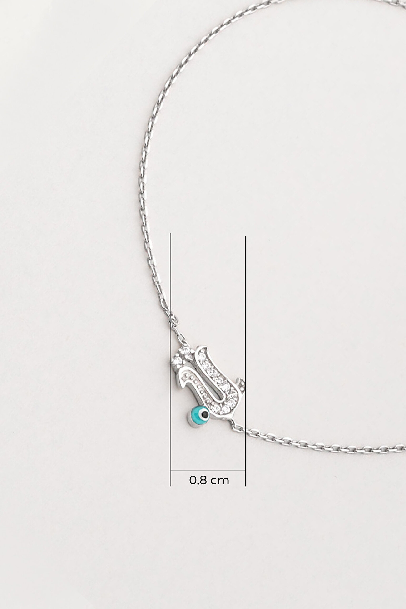 ⁠ Ü Harfi 18 Ayar Beyaz Altın Kaplama 19 Cm Gümüş Bileklik_1}