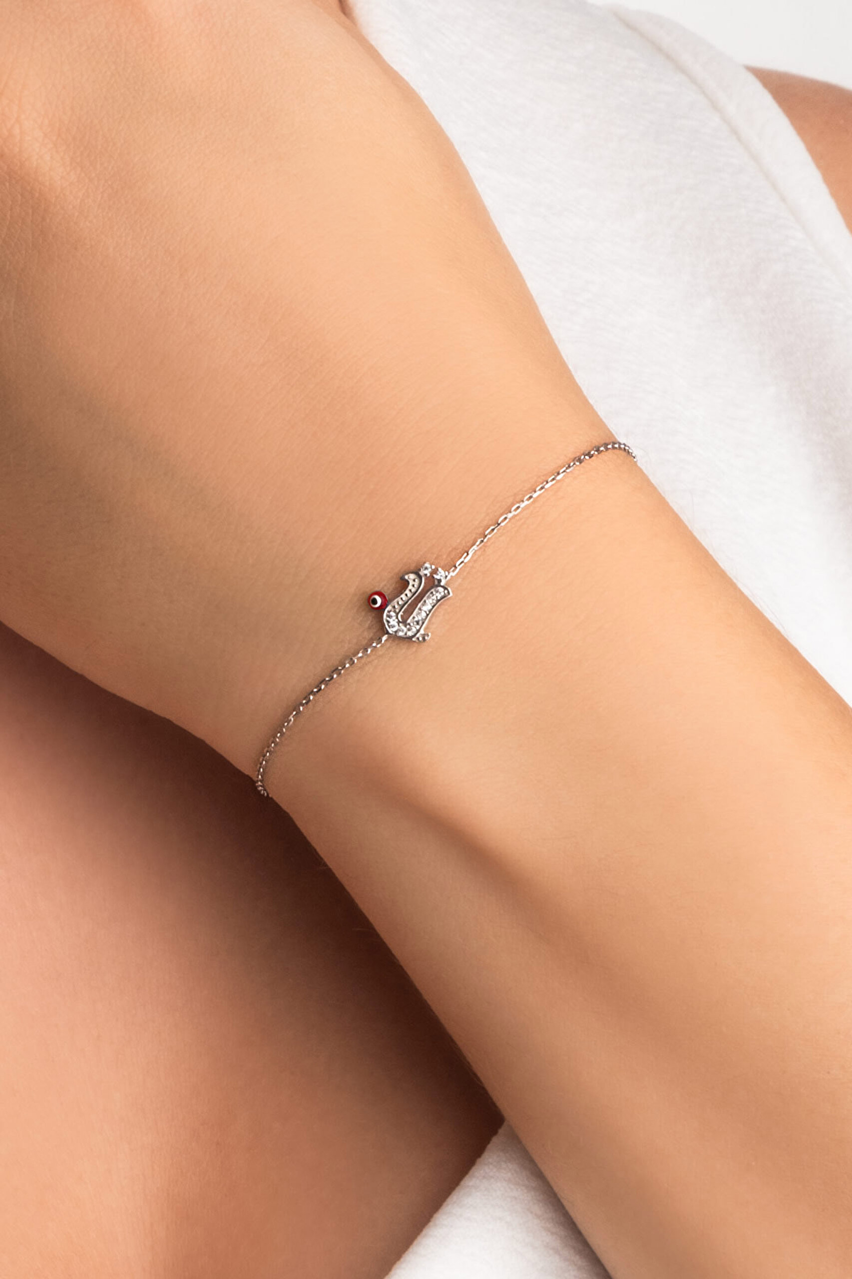 ⁠ Ü Harfi 18 Ayar Beyaz Altın Kaplama 19 Cm Gümüş Bileklik_4}