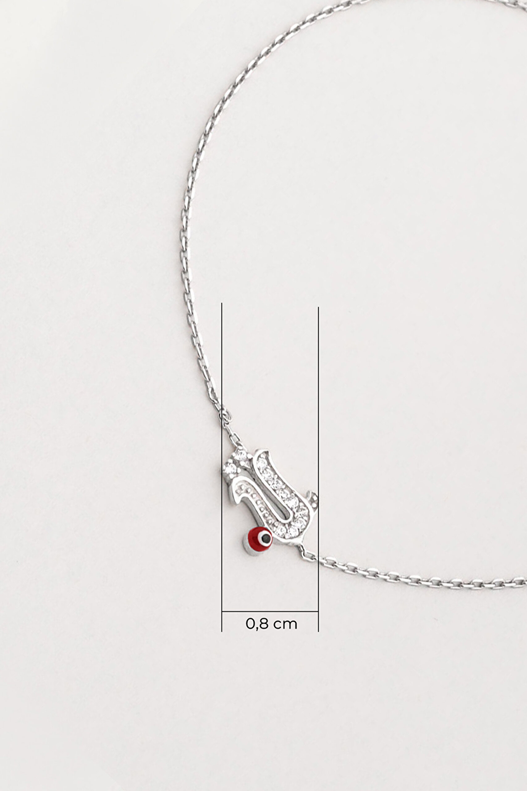 ⁠ Ü Harfi 18 Ayar Beyaz Altın Kaplama 19 Cm Gümüş Bileklik_1}