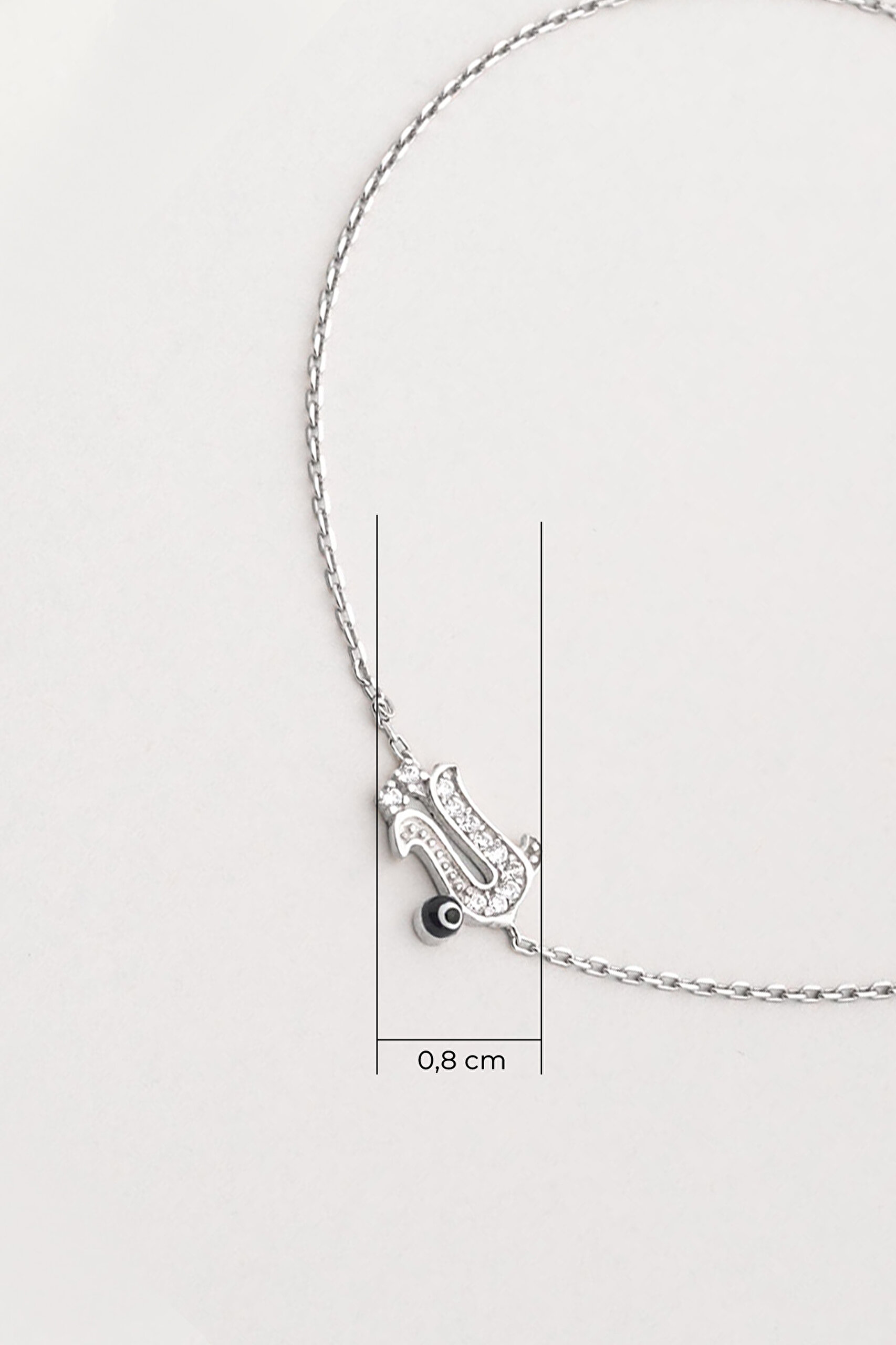 ⁠ Ü Harfi 18 Ayar Beyaz Altın Kaplama 19 Cm Gümüş Bileklik_1}