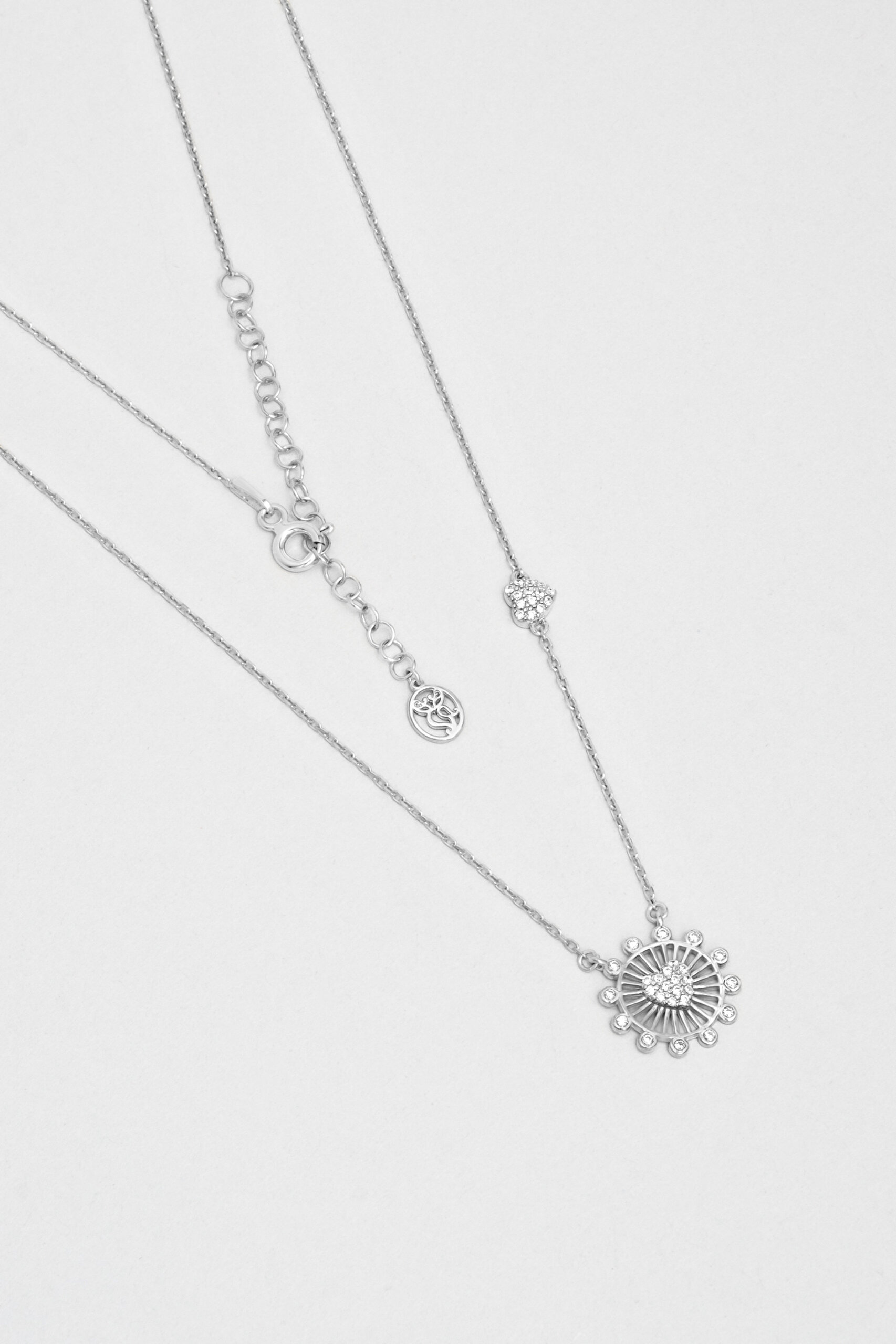 ⁠ Aşkın Büyüsü 18 Ayar Beyaz Altın Kaplama 46 Cm Gümüş Kolye_0}