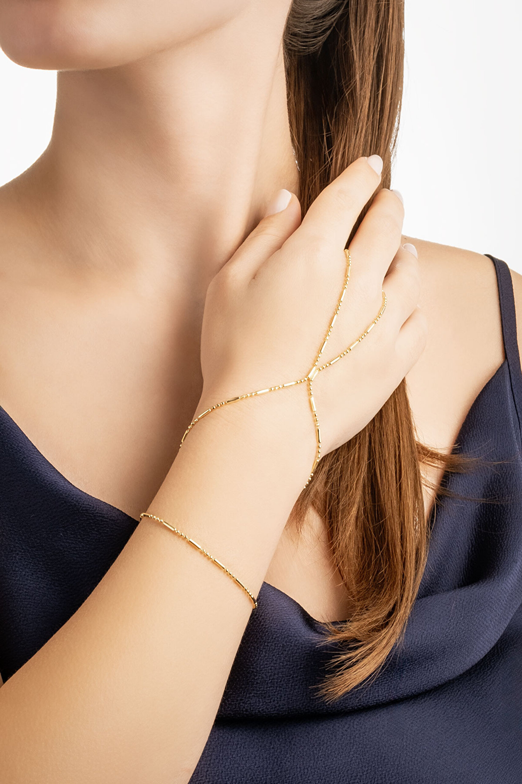 ⁠ Minimal Stil 18 Ayar Sarı Altın Kaplama 38 Cm Gümüş Şahmeran_3}