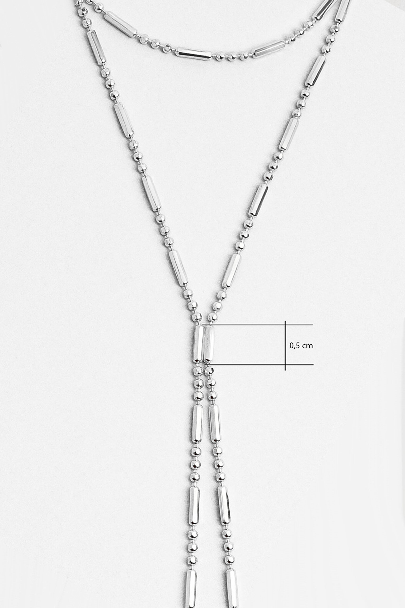 ⁠ Minimal Stil 18 Ayar Beyaz Altın Kaplama 38 Cm Gümüş Şahmeran_1}