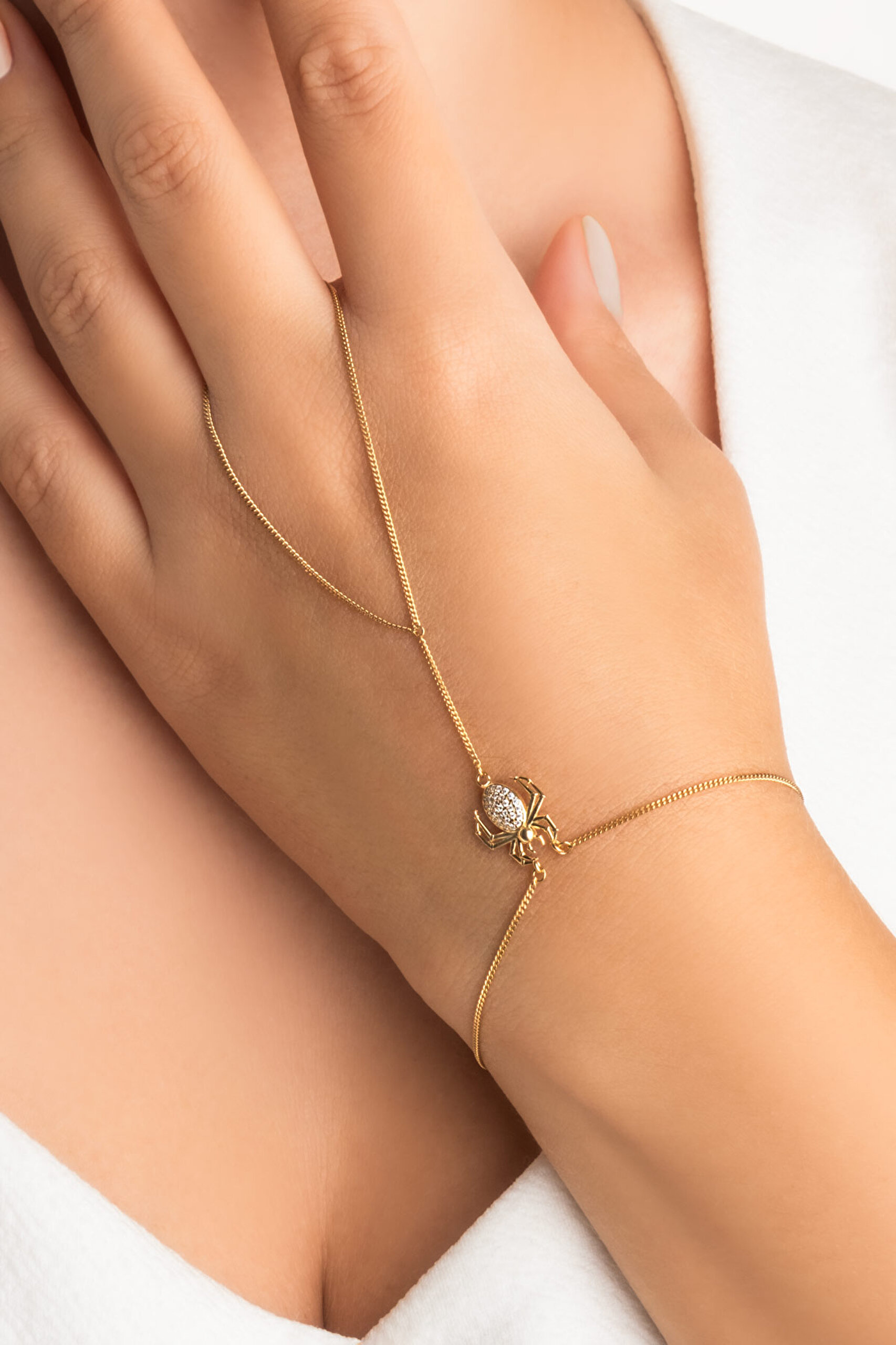 ⁠ Arakne Örümceği 18 Ayar Sarı Altın Kaplama 22 Cm Gümüş Şahmeran_1}