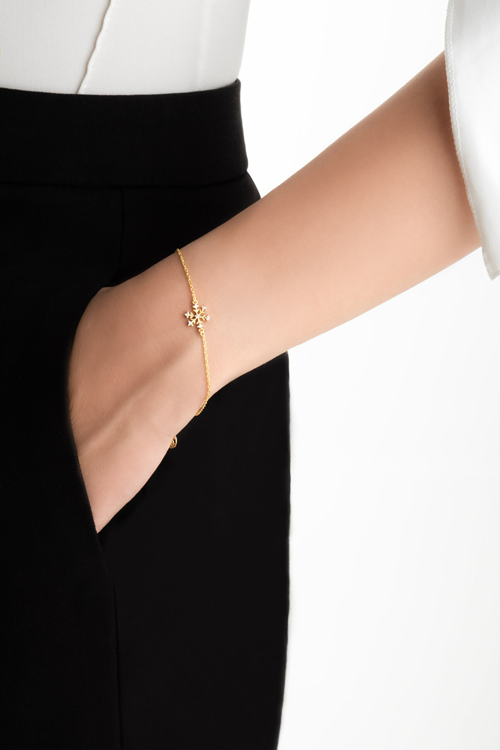 ⁠ Elsa 18 Ayar Sarı Altın Kaplama 19 Cm Gümüş Bileklik_3}