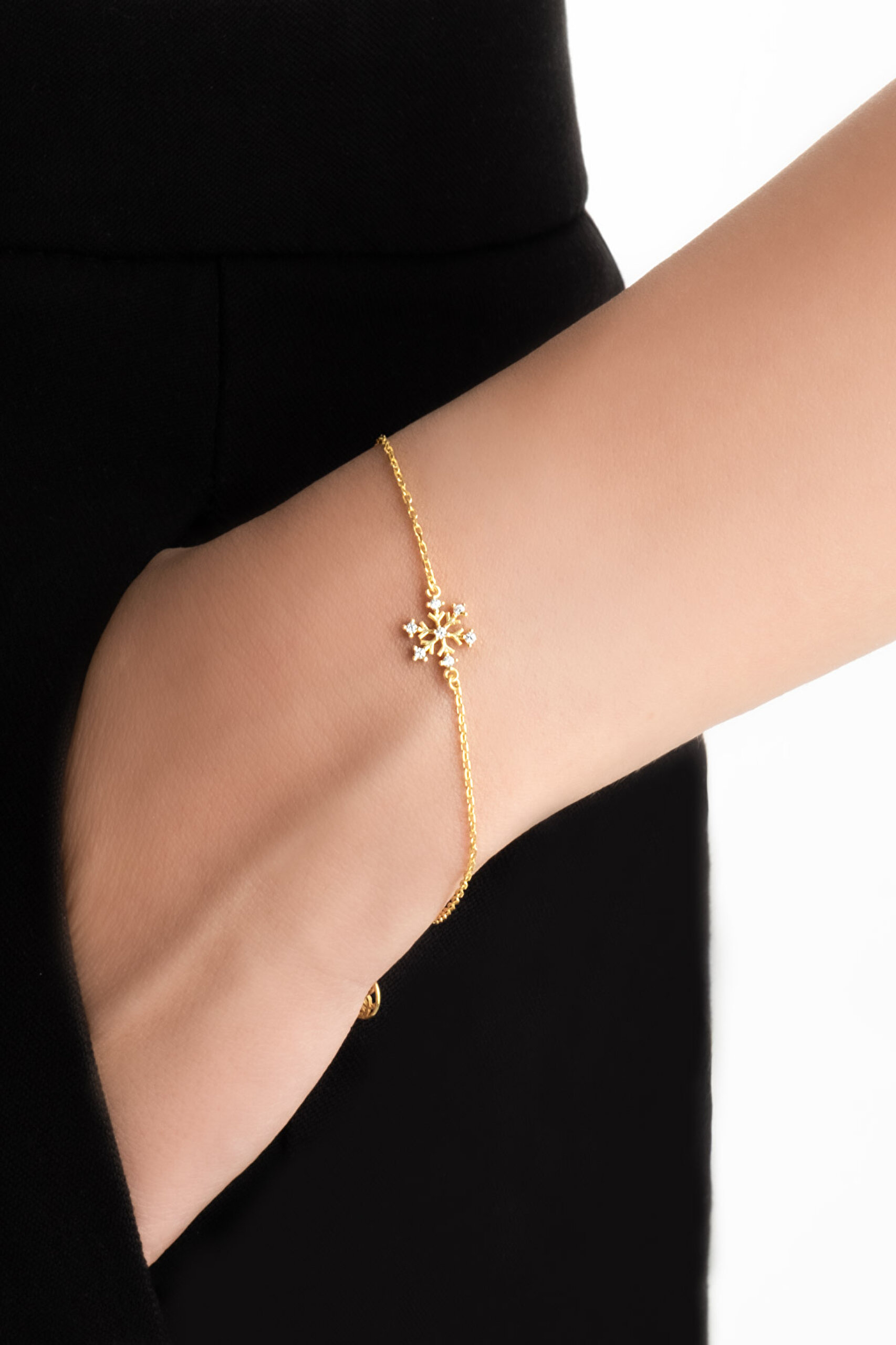 ⁠ Elsa 18 Ayar Sarı Altın Kaplama 19 Cm Gümüş Bileklik_1}