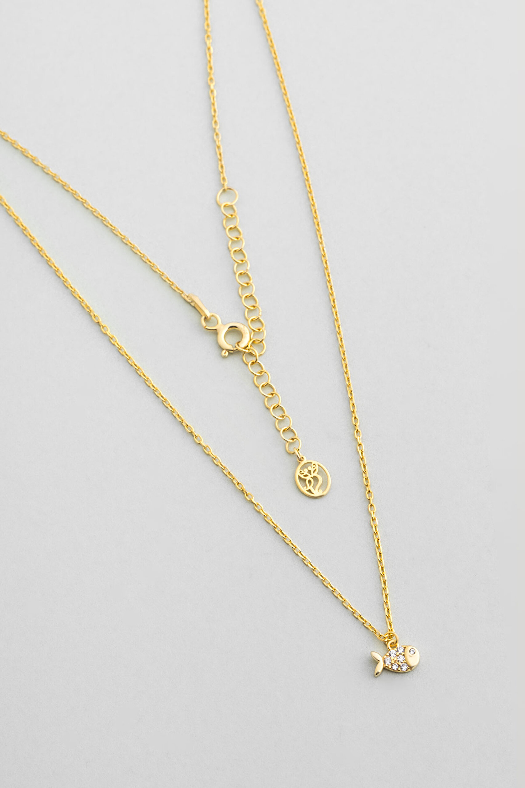 ⁠ Little Fish 18 Ayar Sarı Altın Kaplama 45 Cm Gümüş Kolye_0}