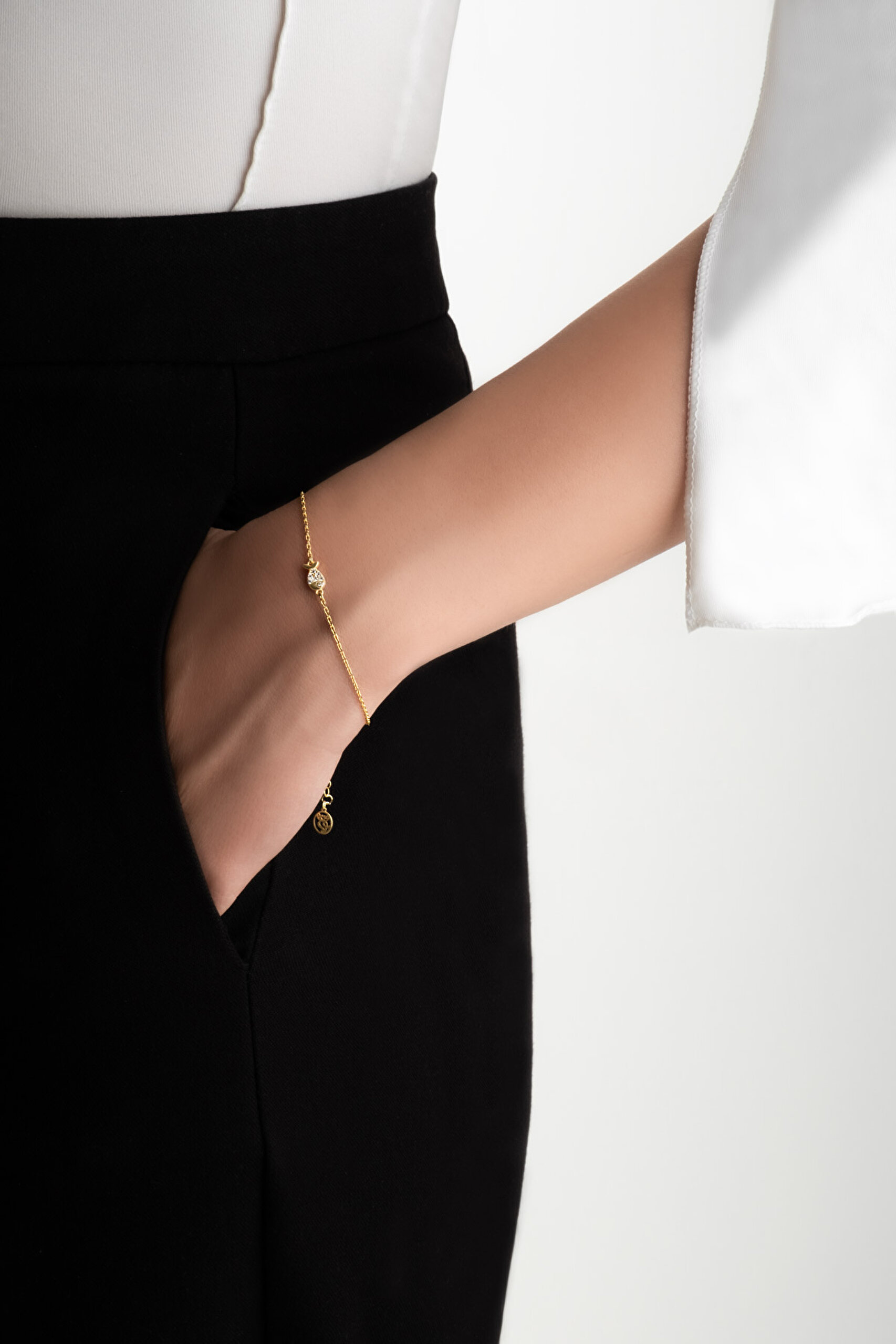 ⁠ Little Fish 18 Ayar Sarı Altın Kaplama 19 Cm Gümüş Bileklik_3}