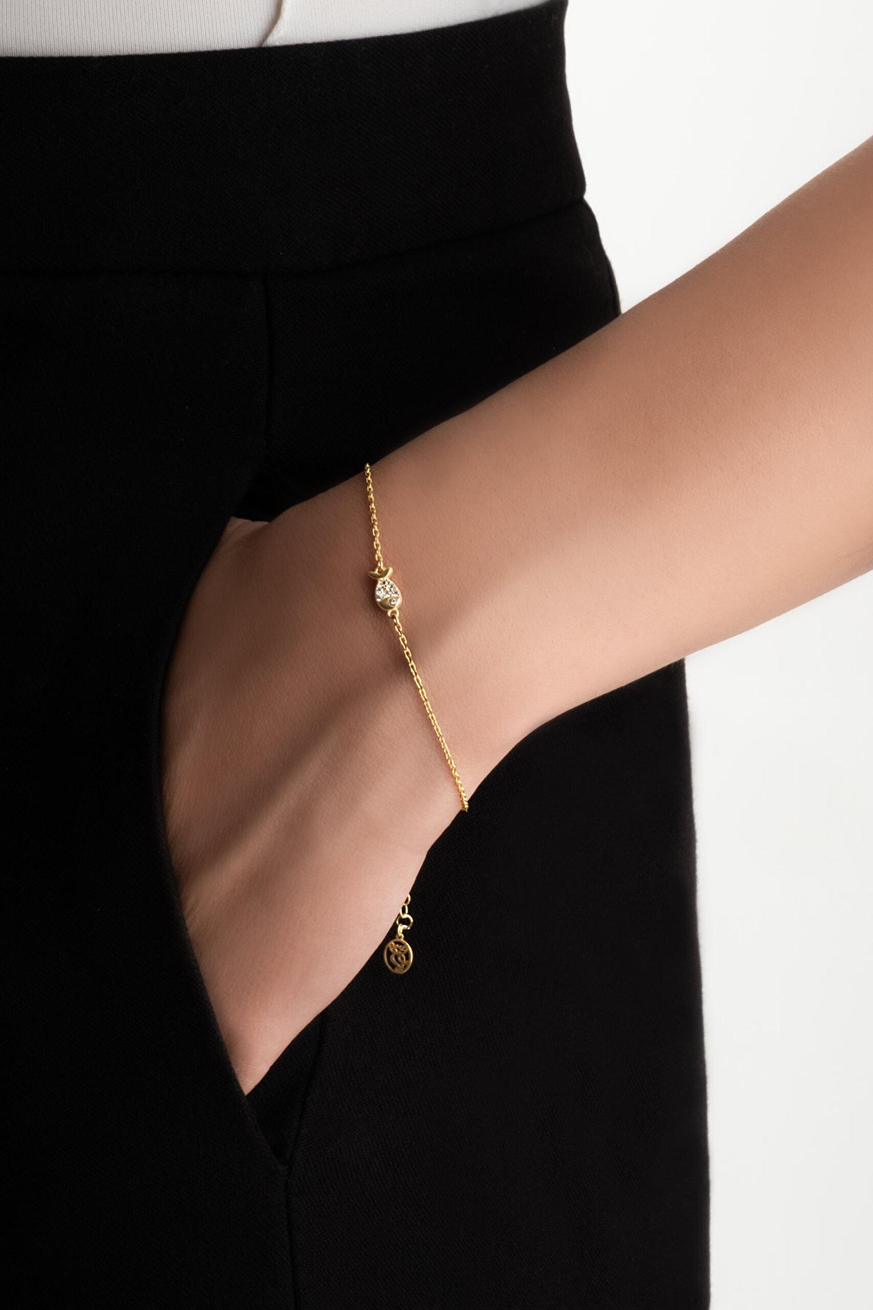 ⁠ Little Fish 18 Ayar Sarı Altın Kaplama 19 Cm Gümüş Bileklik_1}