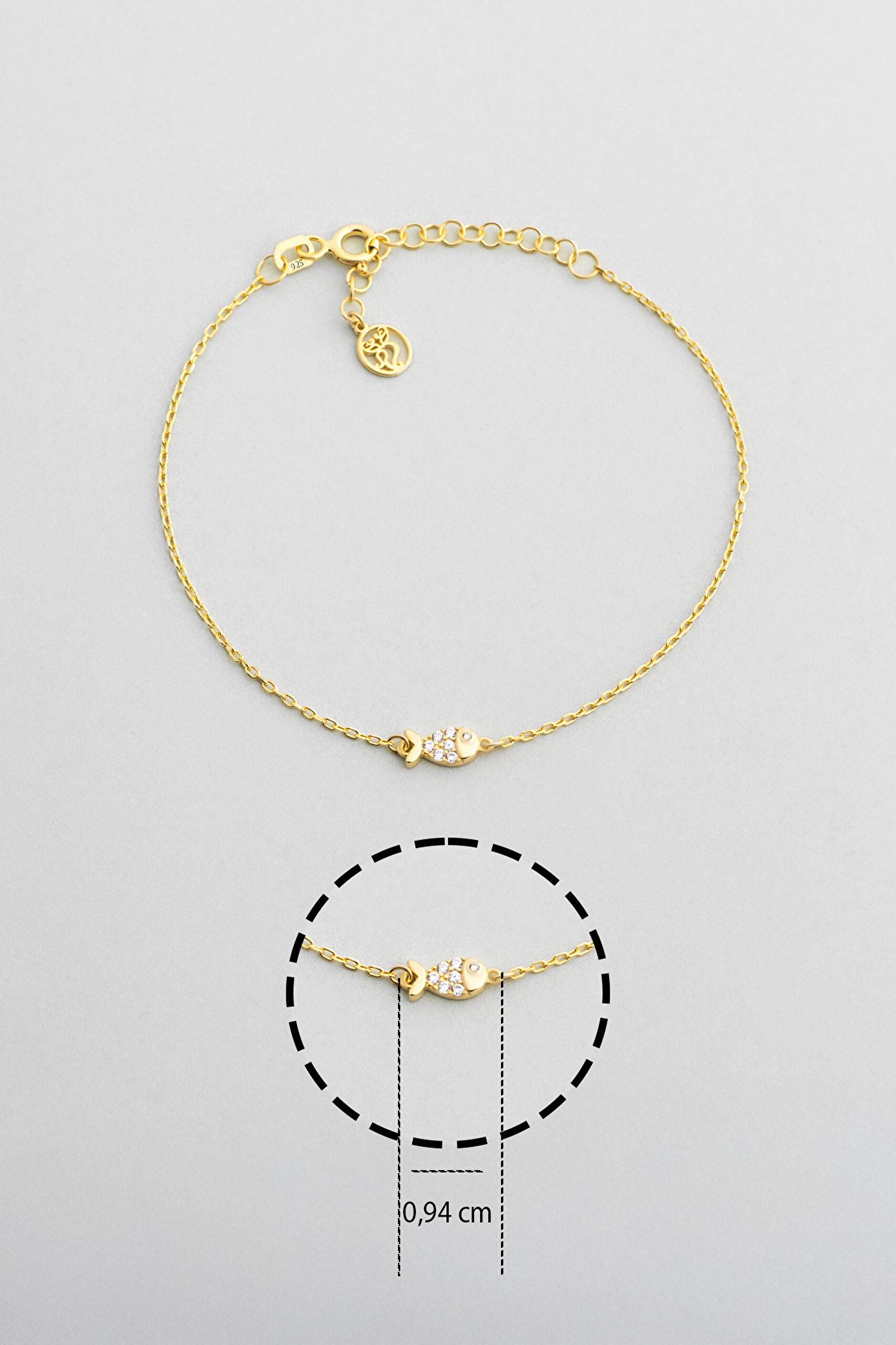 ⁠ Little Fish 18 Ayar Sarı Altın Kaplama 19 Cm Gümüş Bileklik_2}