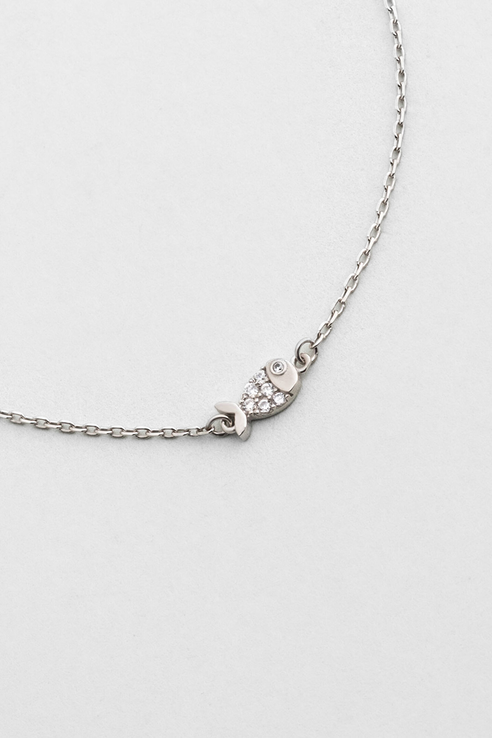 ⁠ Little Fish 18 Ayar Beyaz Altın Kaplama 19 Cm Gümüş Bileklik_4}