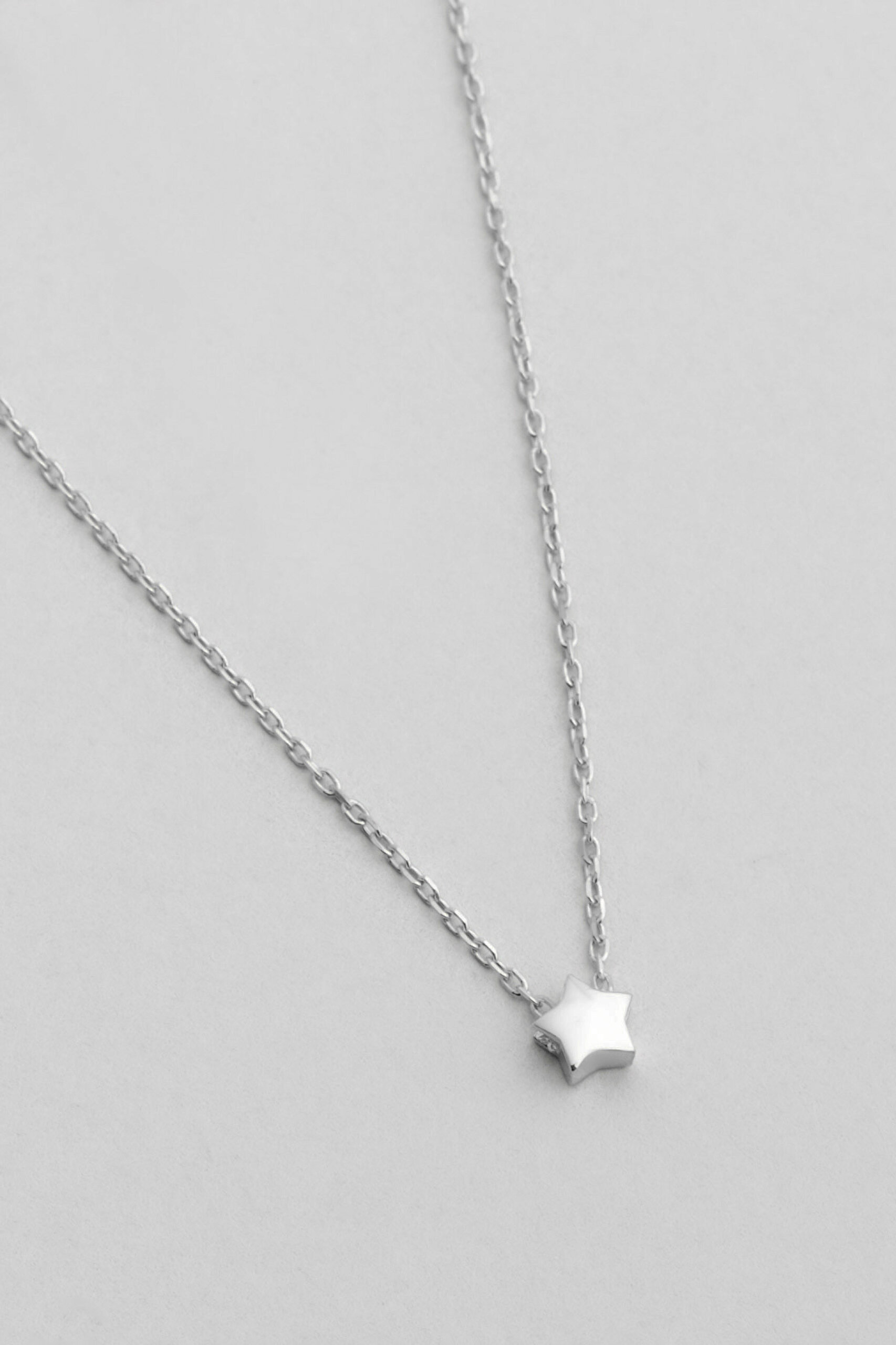 ⁠ Little Star 18 Ayar Beyaz Altın Kaplama 44 Cm Gümüş Kolye_4}