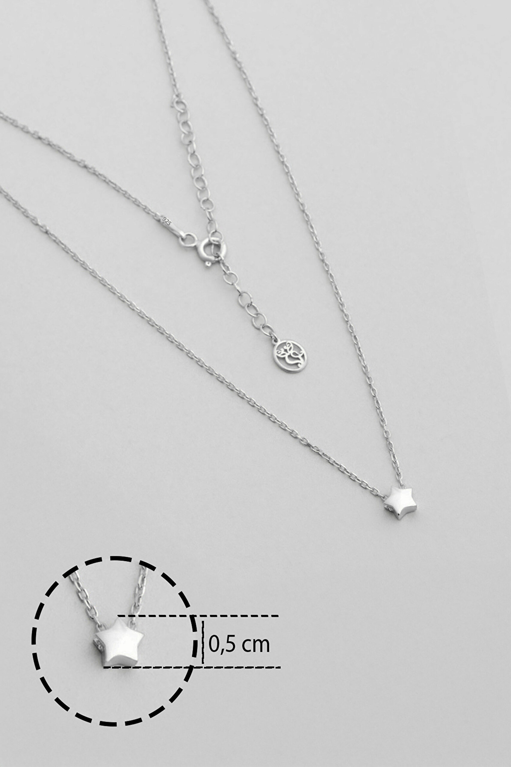 ⁠ Little Star 18 Ayar Beyaz Altın Kaplama 44 Cm Gümüş Kolye_2}