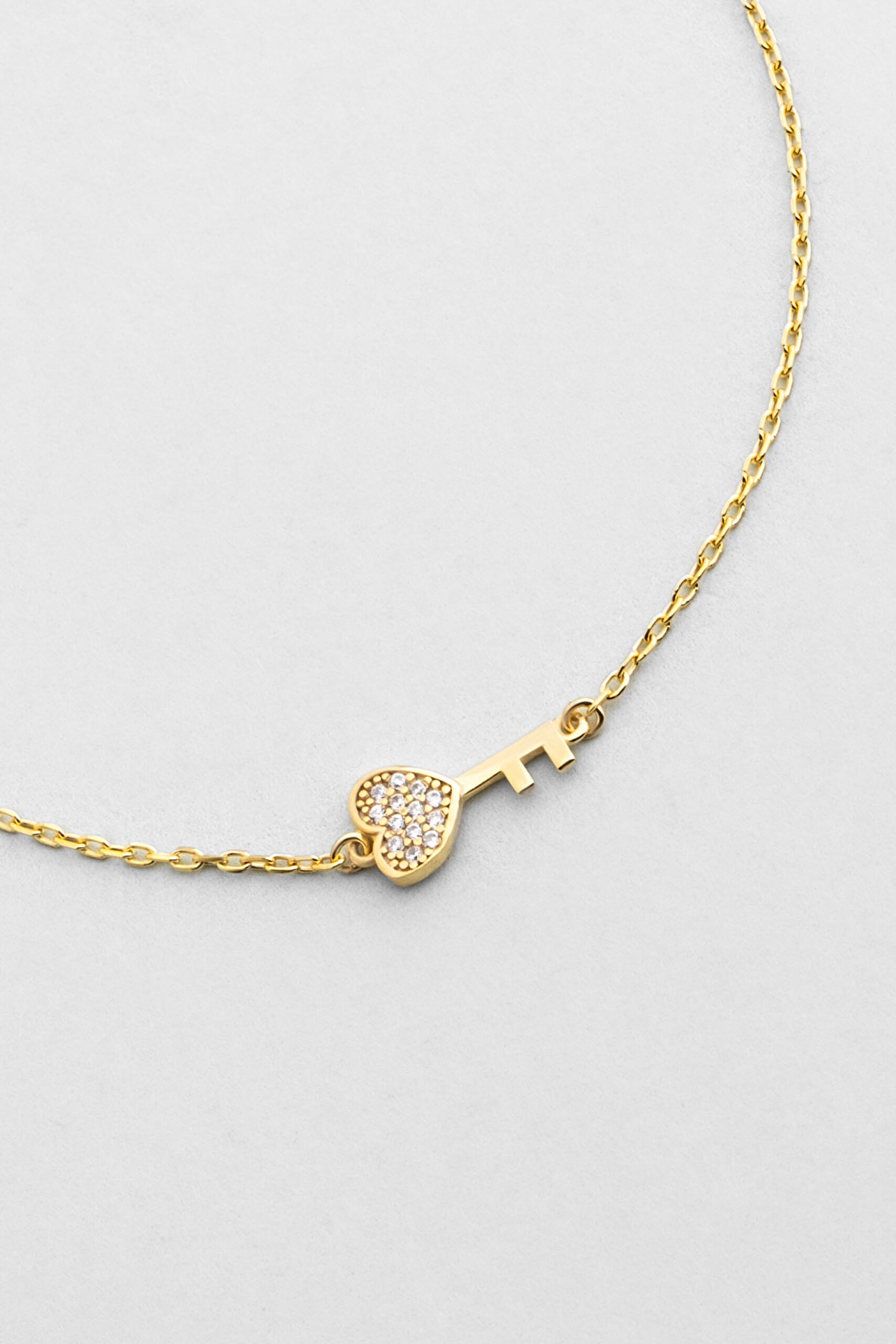 ⁠ Aşk Anahtarı 18 Ayar Sarı Altın Kaplama 19 Cm Gümüş Bileklik_4}