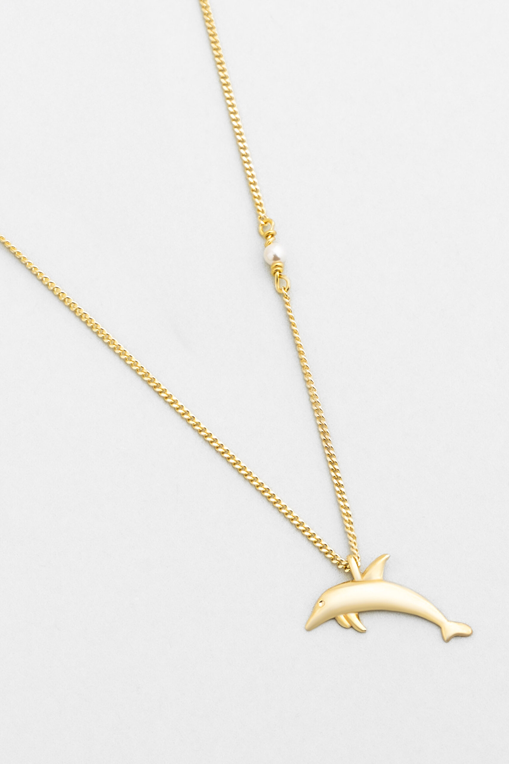 ⁠ Little Dolphin 18 Ayar Sarı Altın Kaplama 46 Cm Gümüş Kolye_4}