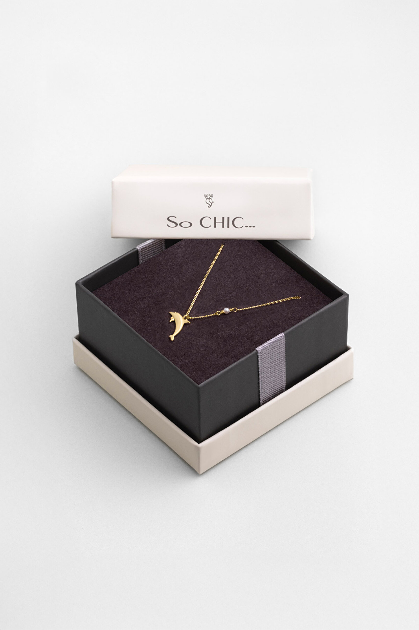 ⁠ Little Dolphin 18 Ayar Sarı Altın Kaplama 46 Cm Gümüş Kolye_5}