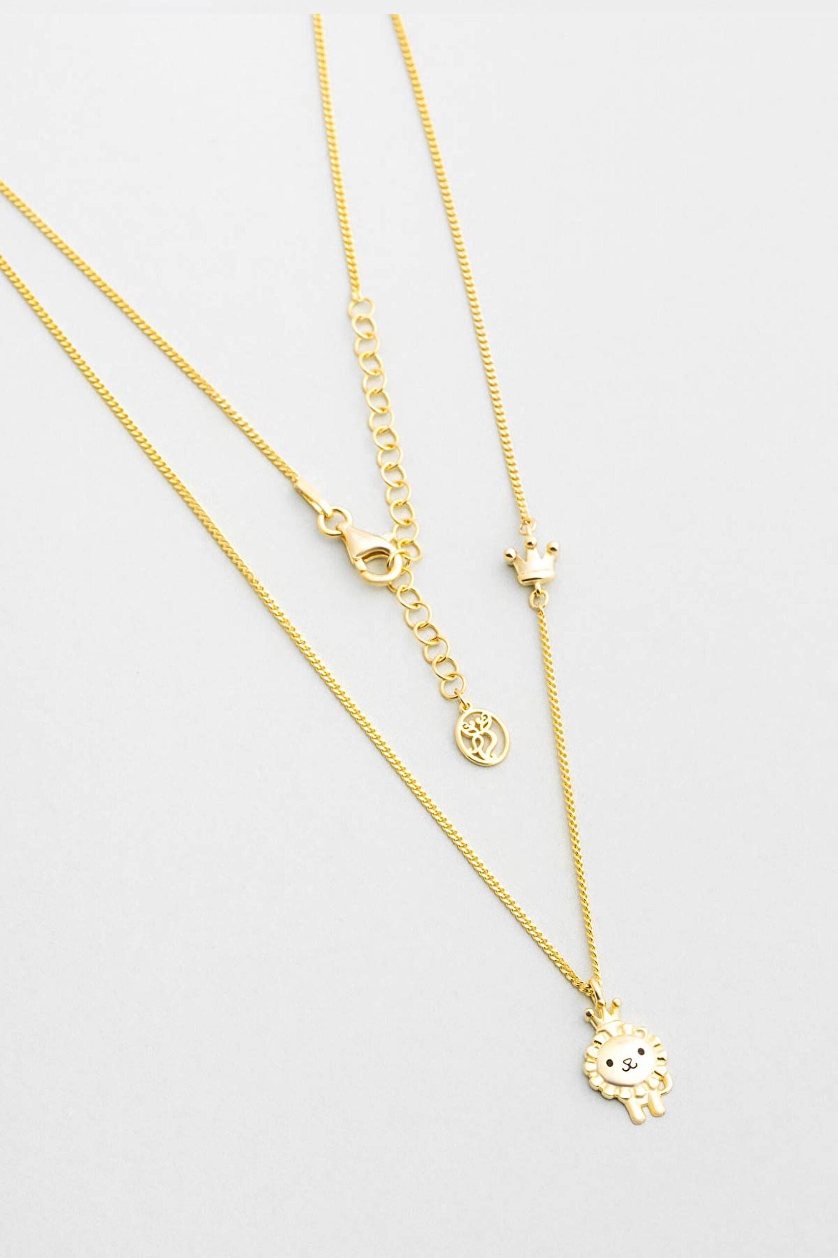 ⁠ Little Lion 18 Ayar Sarı Altın Kaplama 45 Cm Gümüş Kolye_0}