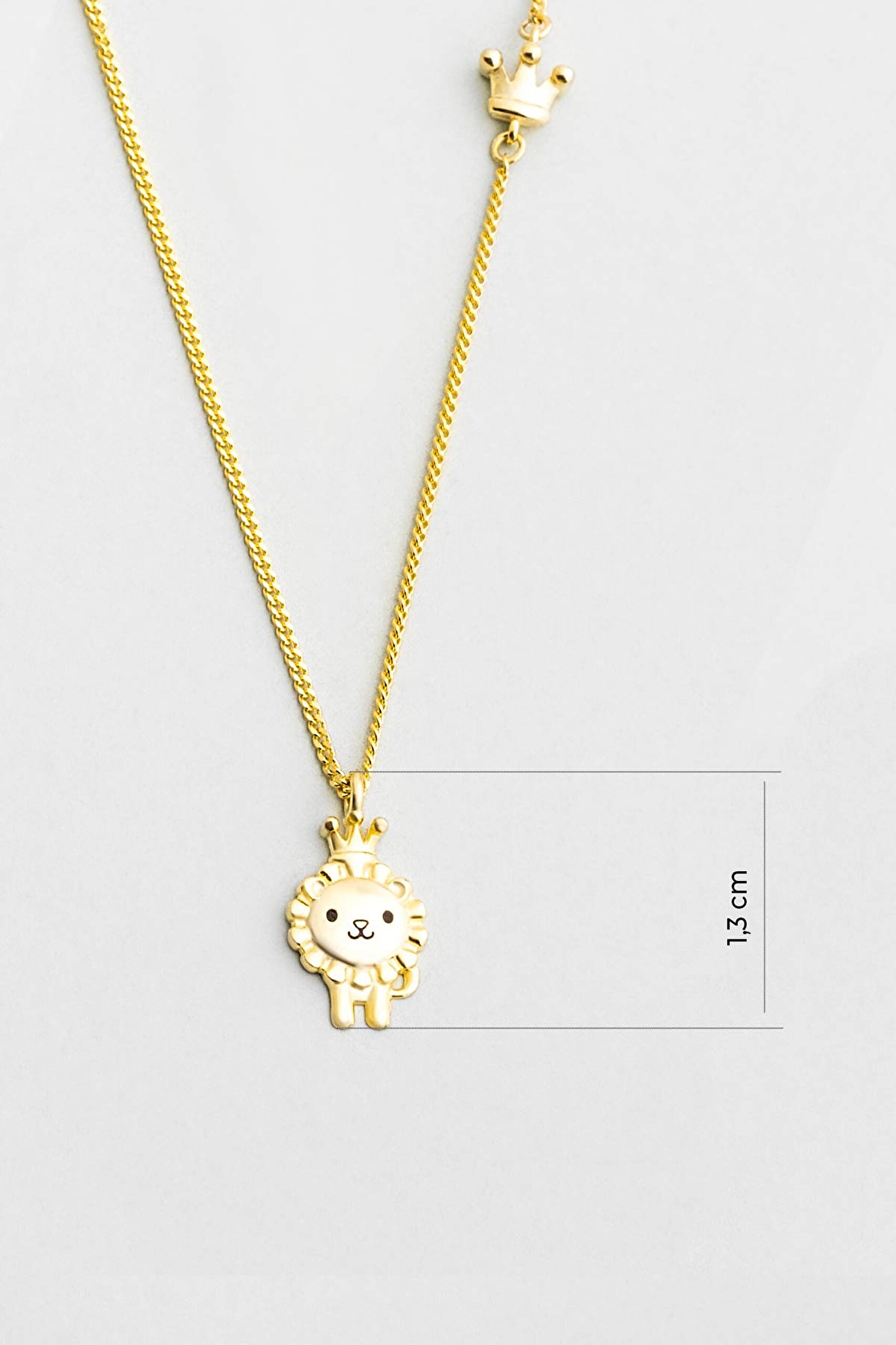 ⁠ Little Lion 18 Ayar Sarı Altın Kaplama 45 Cm Gümüş Kolye_2}