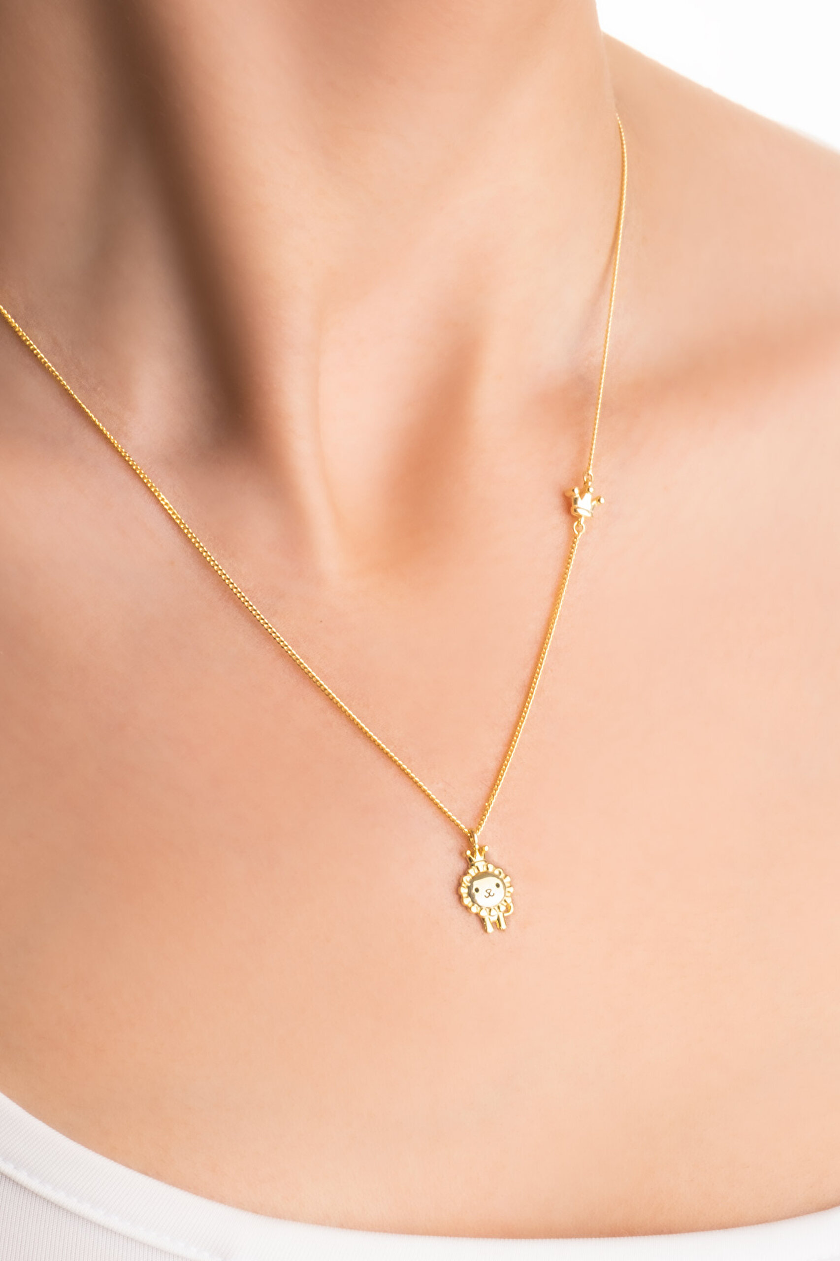 ⁠ Little Lion 18 Ayar Sarı Altın Kaplama 45 Cm Gümüş Kolye_1}