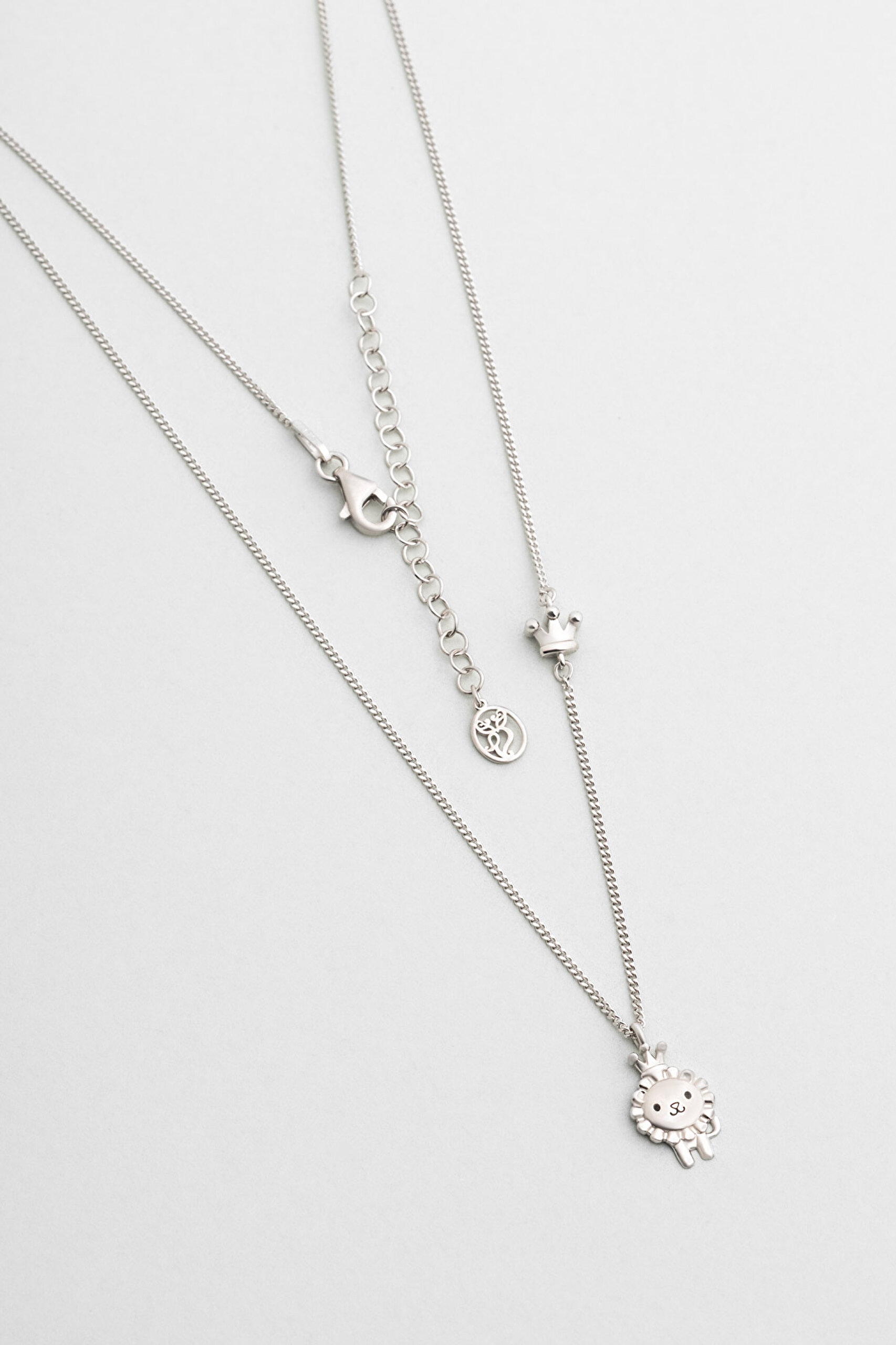 ⁠ Little Lion 18 Ayar Beyaz Altın Kaplama 45 Cm Gümüş Kolye_0}