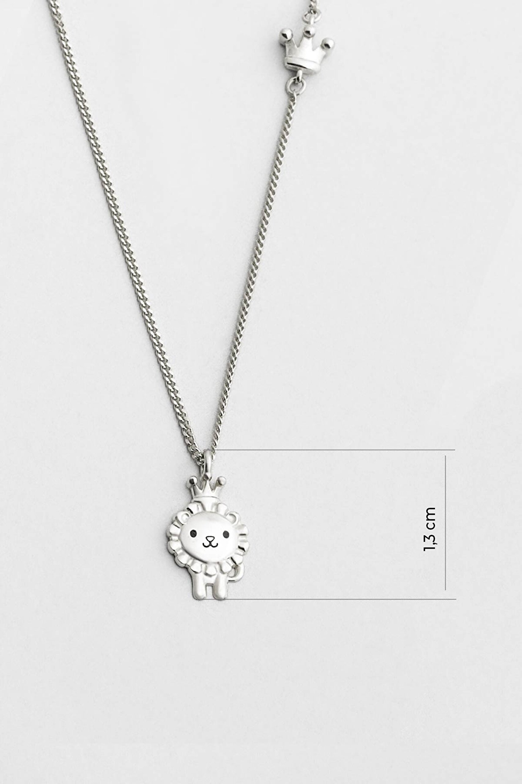 ⁠ Little Lion 18 Ayar Beyaz Altın Kaplama 45 Cm Gümüş Kolye_2}