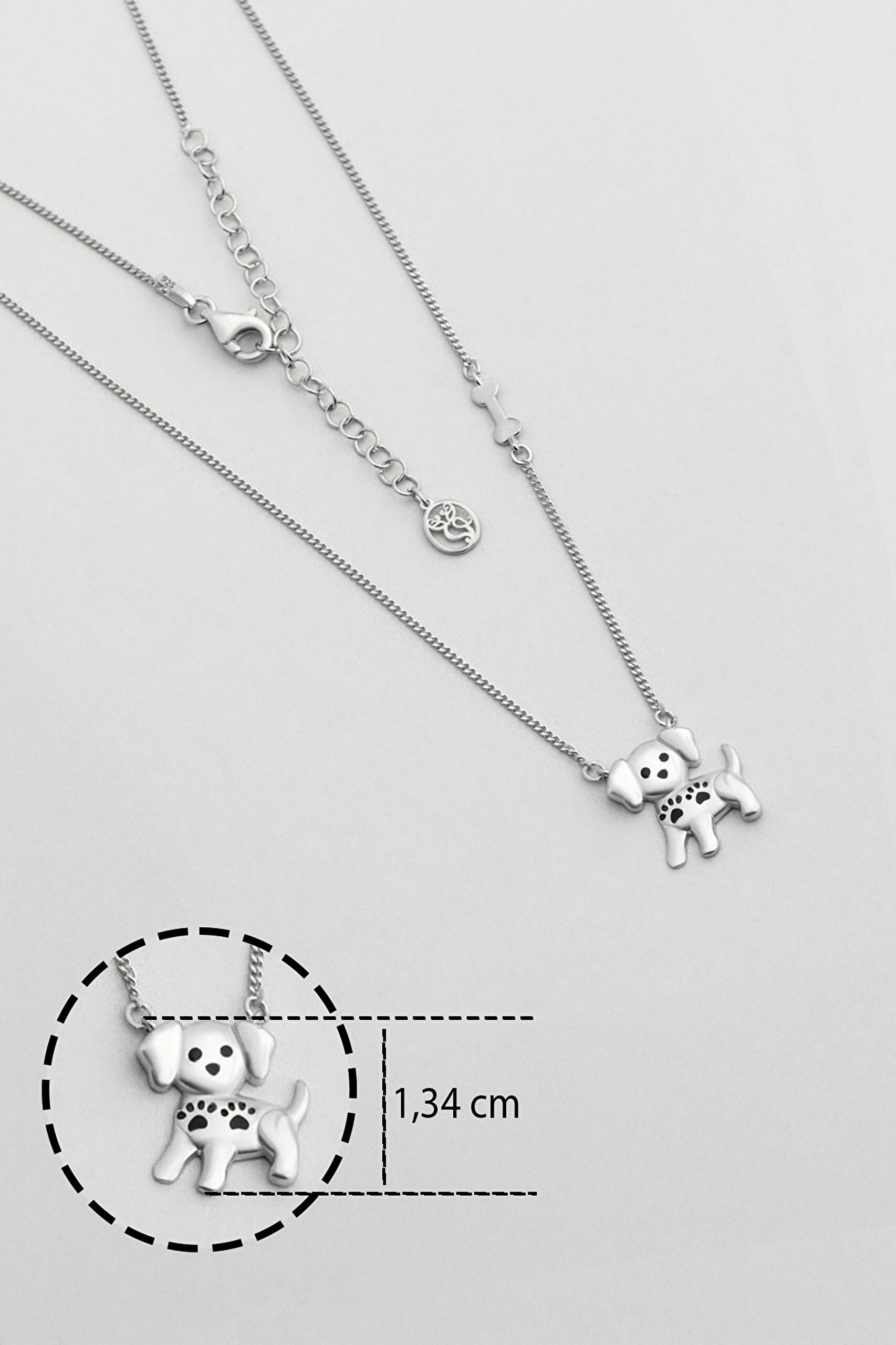 ⁠ Little Dog 18 Ayar Beyaz Altın Kaplama 48 Cm Gümüş Kolye
_2}