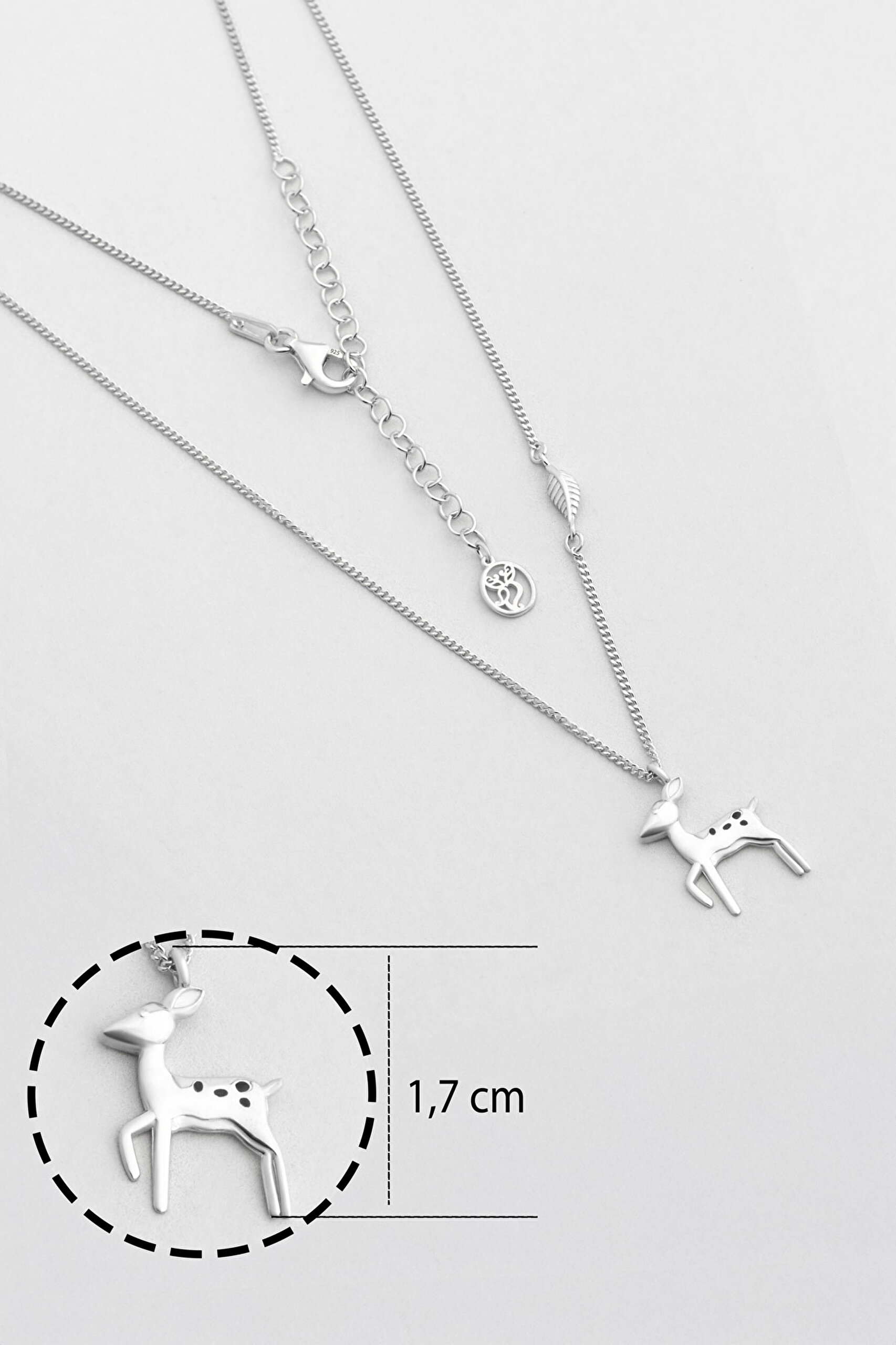⁠ Little Deer 18 Ayar Beyaz Altın Kaplama 47 Cm Gümüş Kolye
_2}
