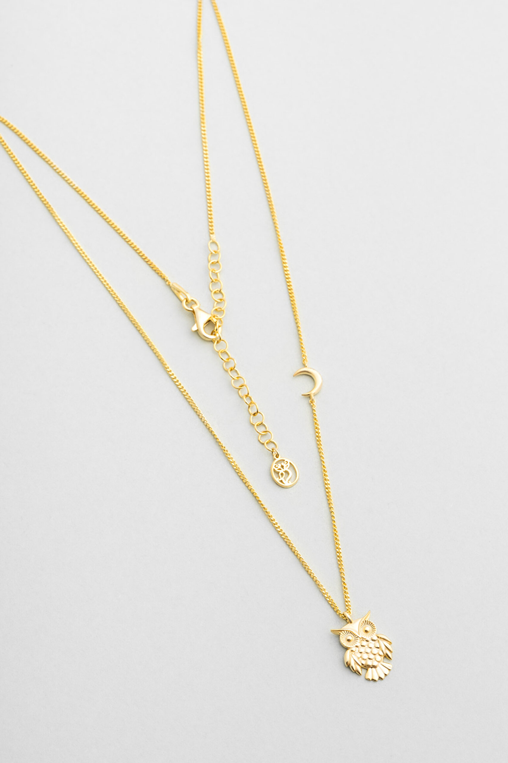 ⁠ Little Owl 18 Ayar Sarı Altın Kaplama 45 Cm Gümüş Kolye_0}