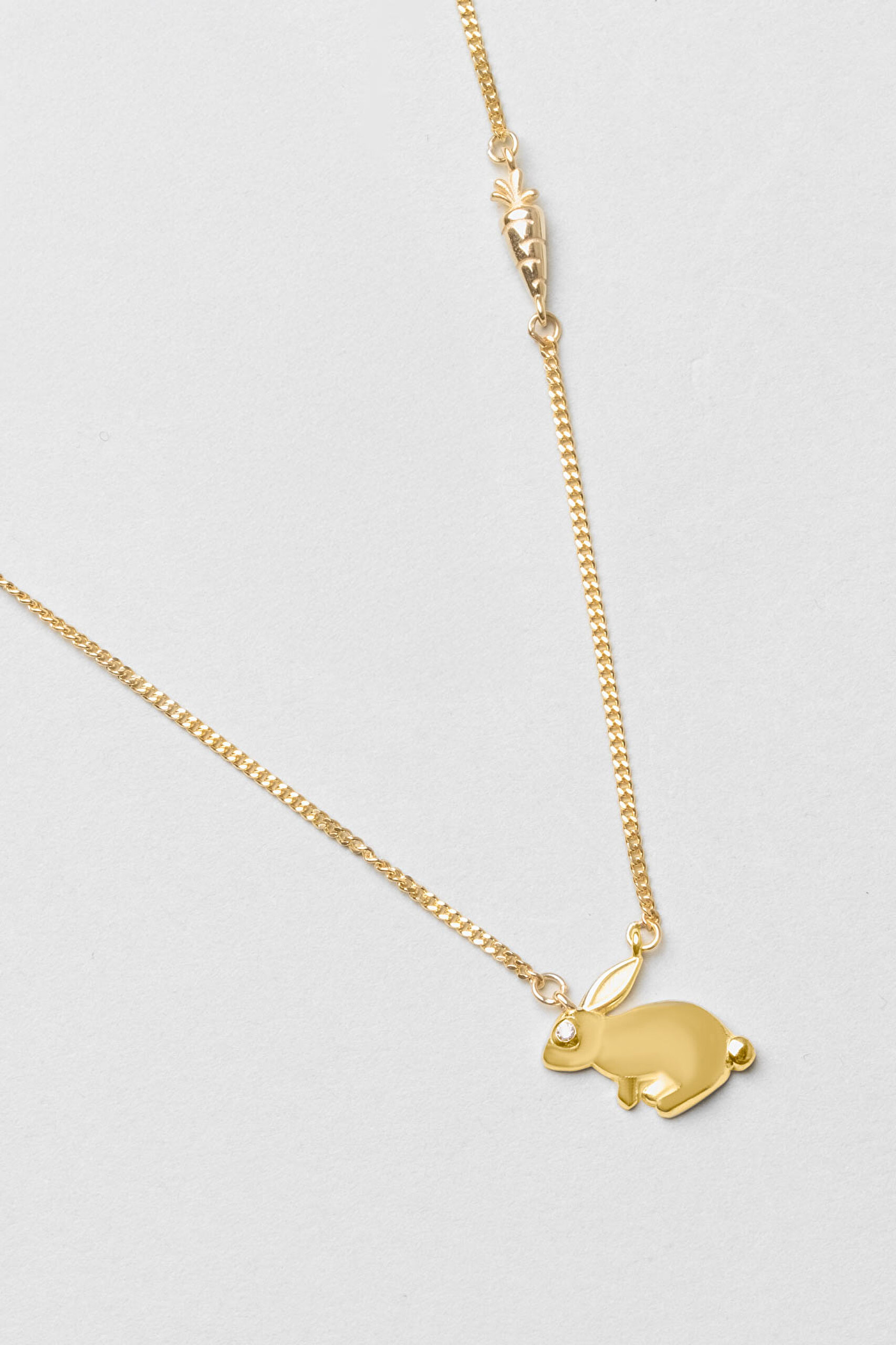 ⁠ Little Rabbit 18 Ayar Sarı Altın Kaplama 47 Cm Gümüş Minimal Kolye_4}